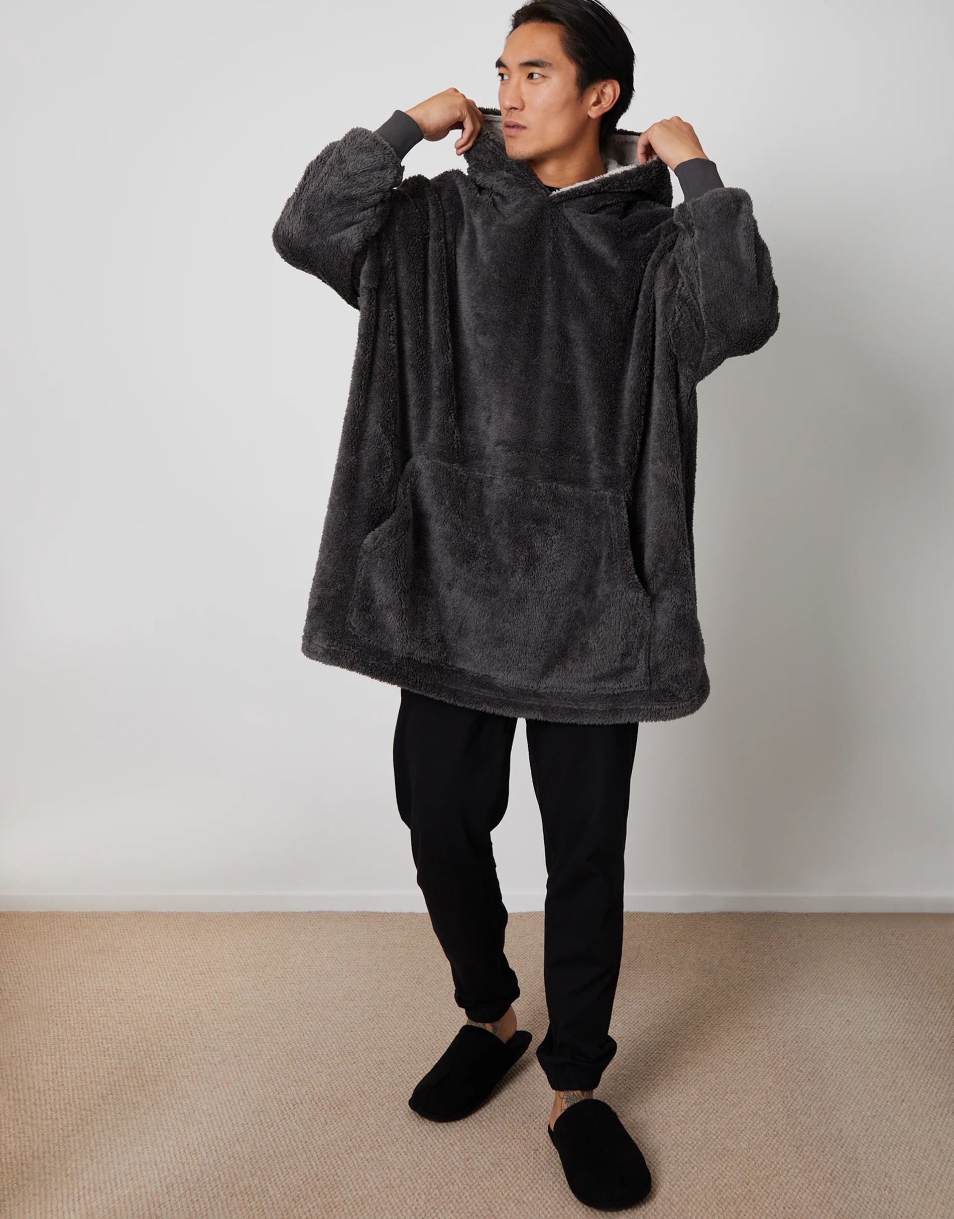 Oversized Lounge Hoodie in Charcoal Grey - Image 3
