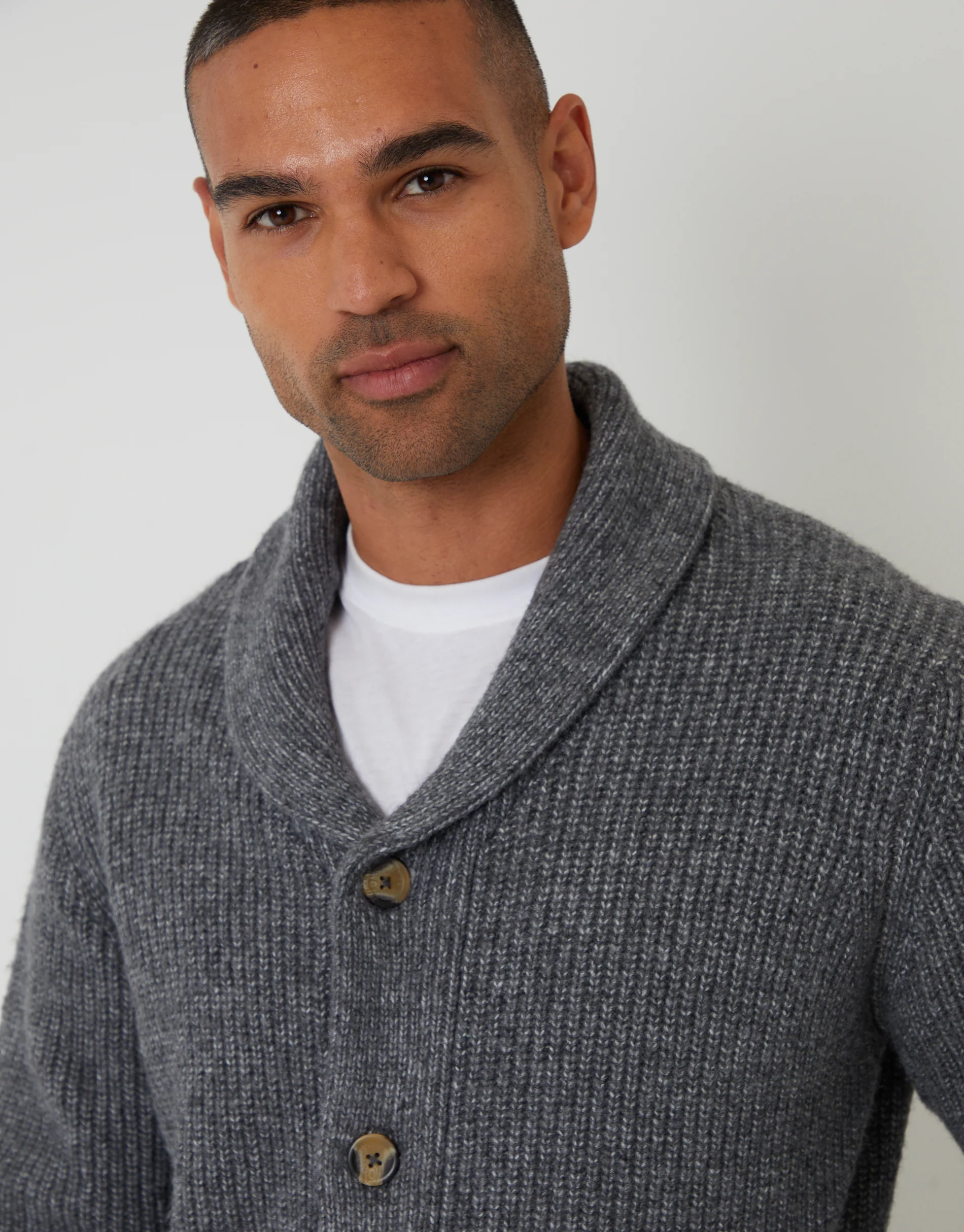 Shawl Cardigan in Charcoal Grey Marl - Image 4