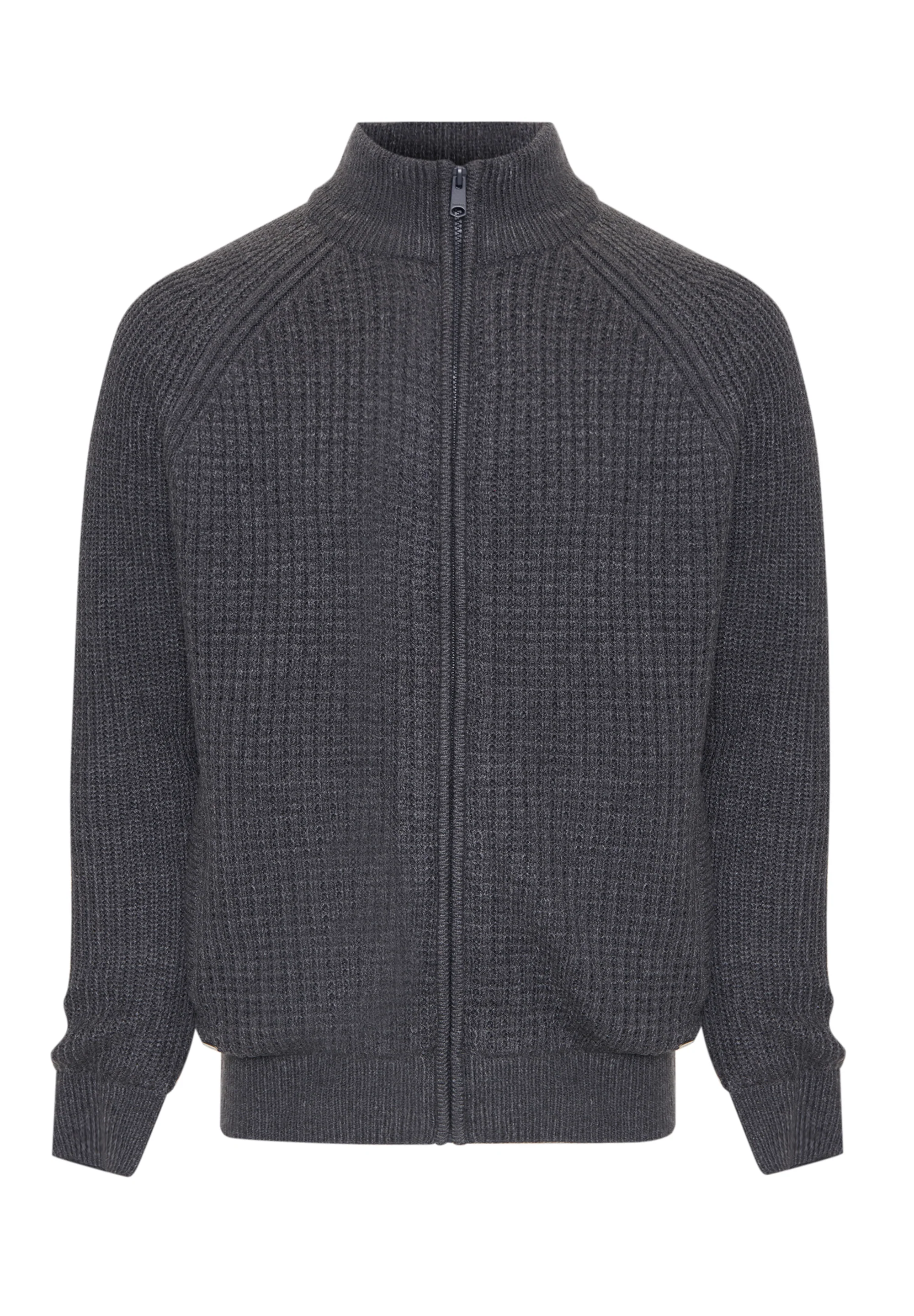 Zip Up Microfleece Lined Cardigan in Charcoal Grey Marl - Image 7