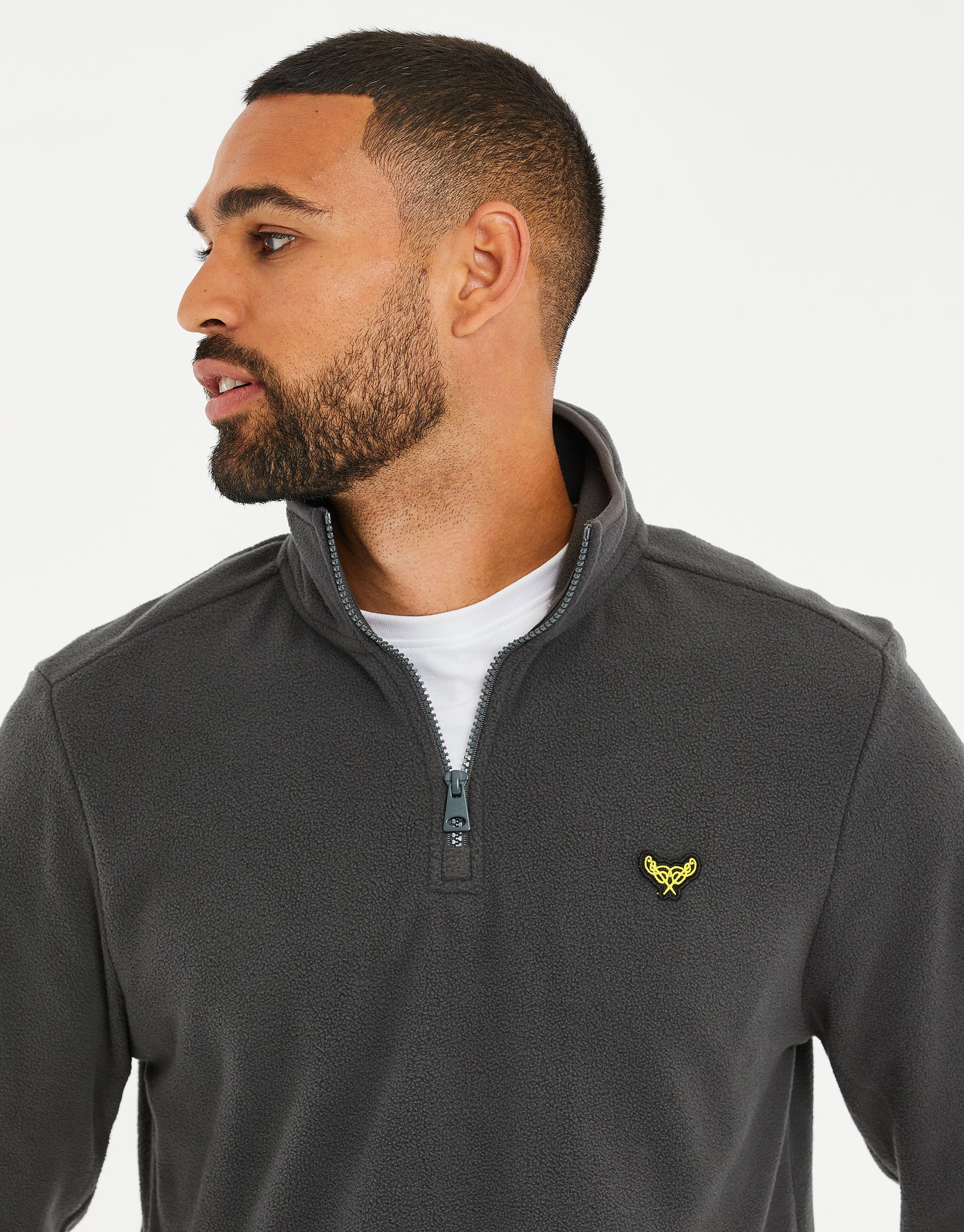 Quarter Zip Microfleece Sweatshirt in Charcoal Grey - Image 4
