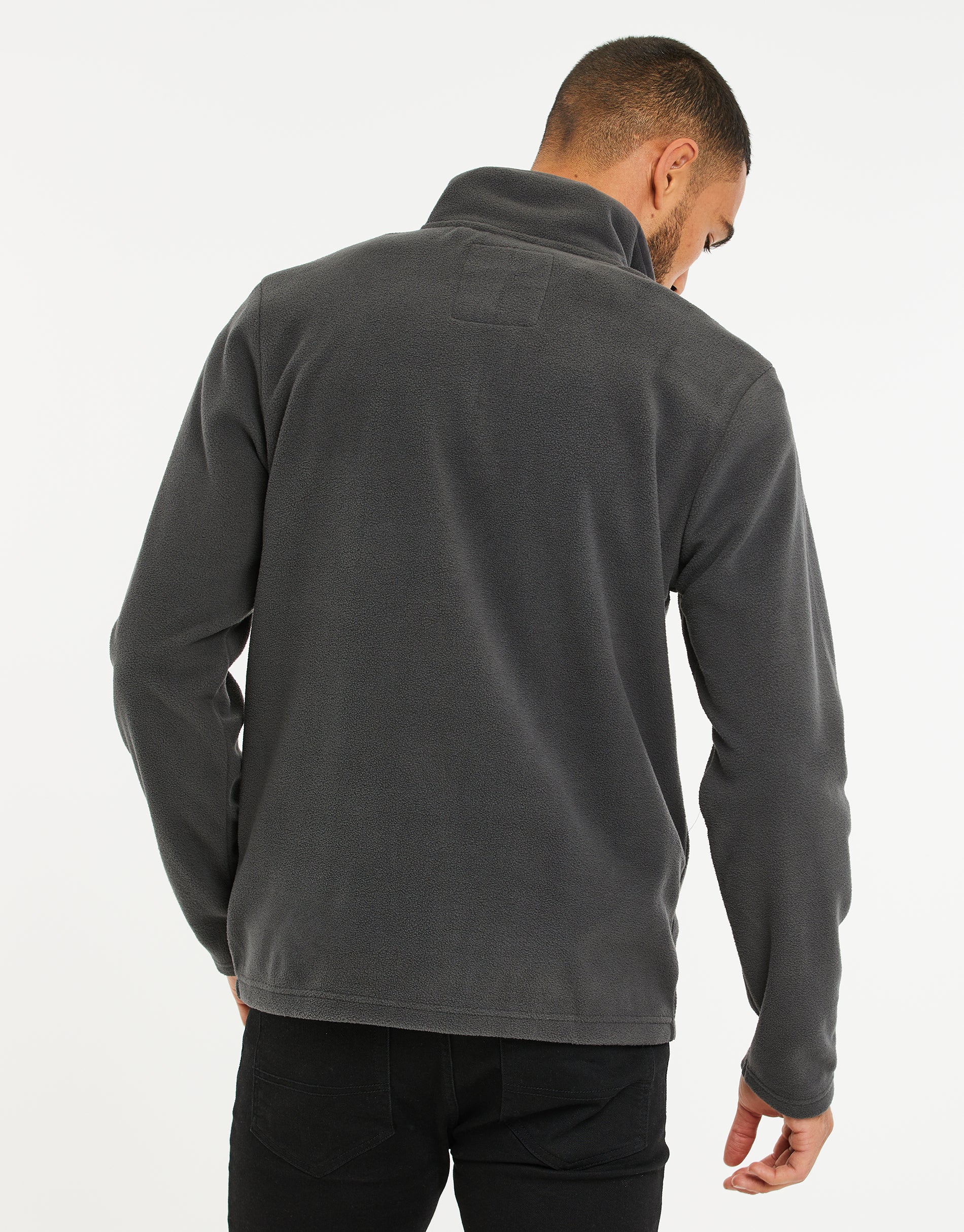 Quarter Zip Microfleece Sweatshirt in Charcoal Grey - Image 6