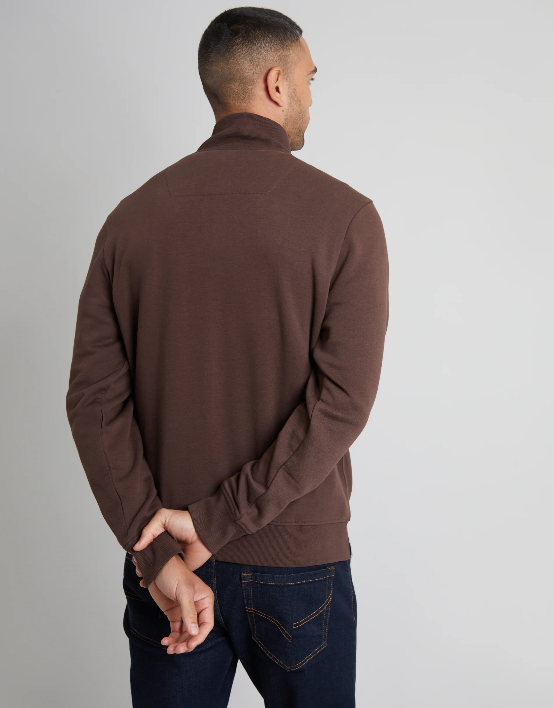 Quarter Zip Sweatshirt in Chocolate Brown - Image 2