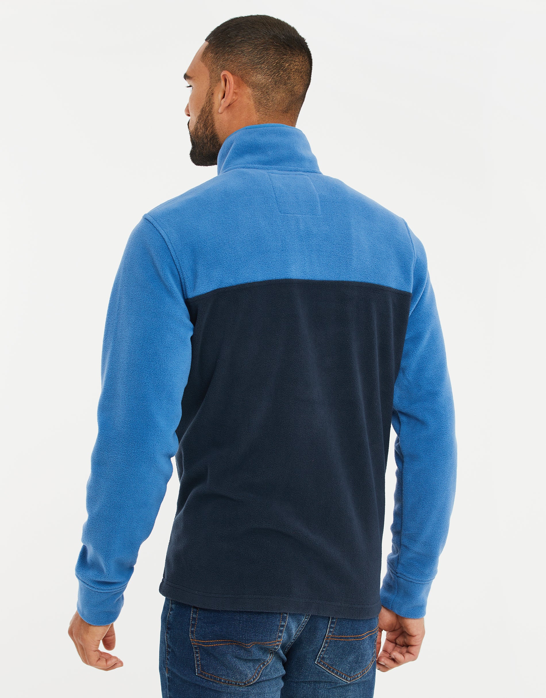 Colourblock Quarter Zip Fleece in Cobalt Blue & Navy - Image 2