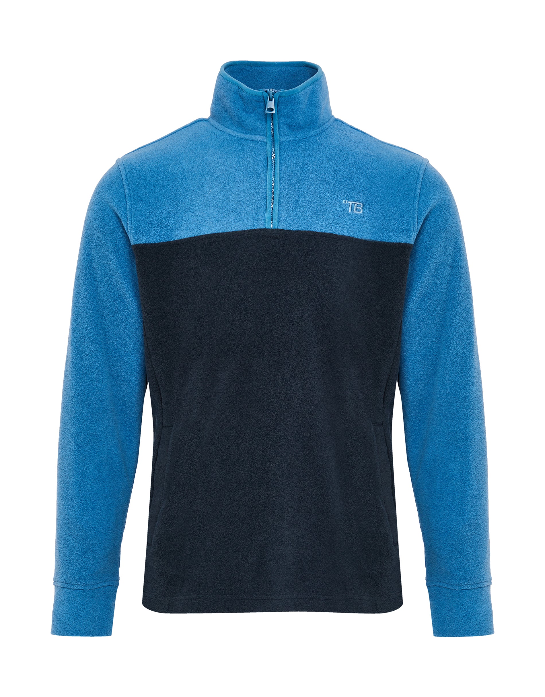 Colourblock Quarter Zip Fleece in Cobalt Blue & Navy - Image 5
