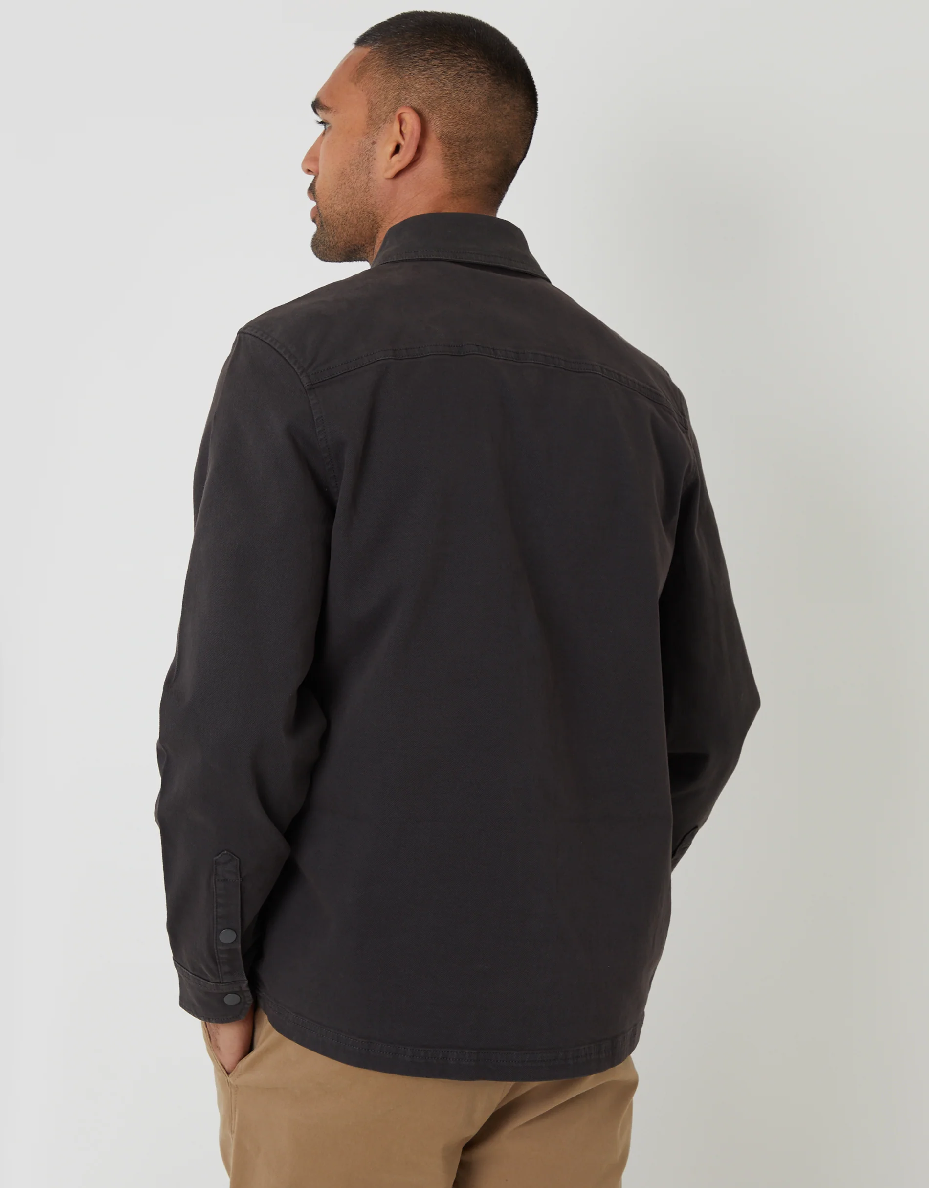 Snap Fastening Shacket in Dark Green - Image 2