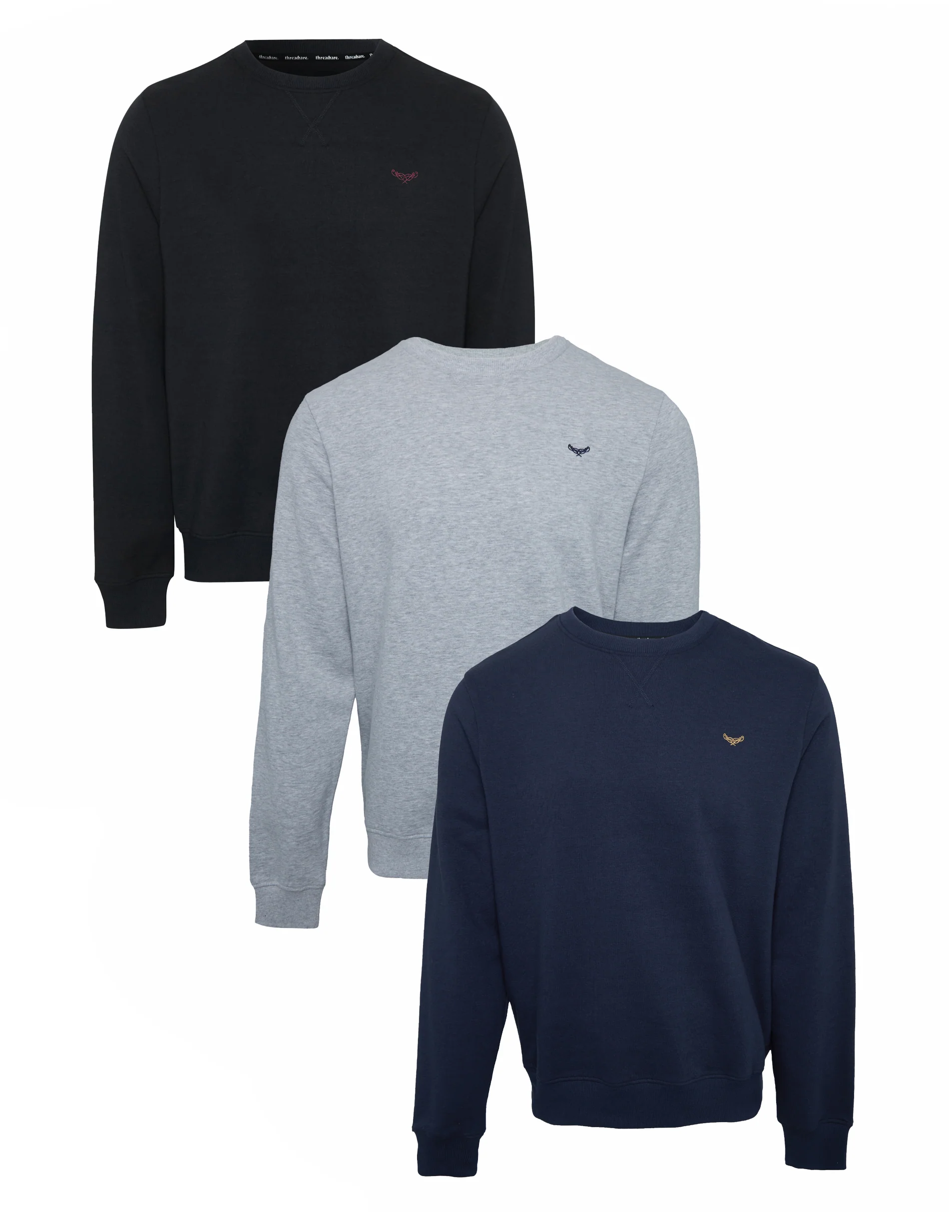 3 Pack Crew Neck Sweatshirts in Dark Mix