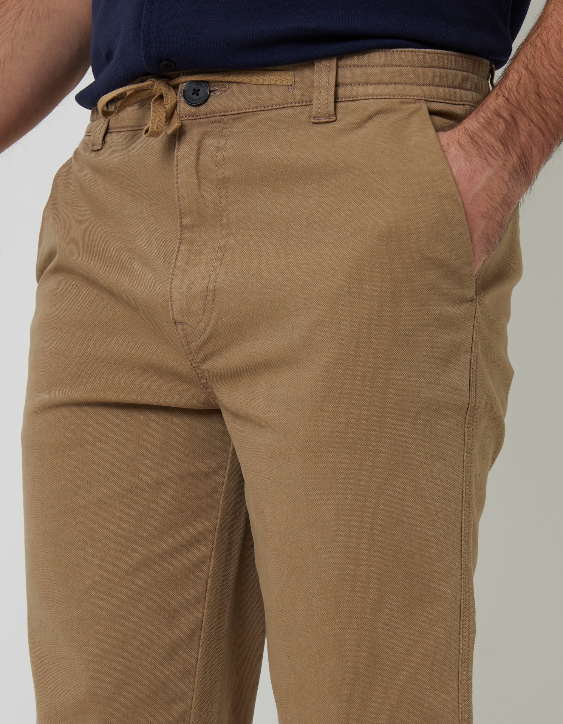 Elasticated Waist Chino Trousers in Dark Stone - Image 4