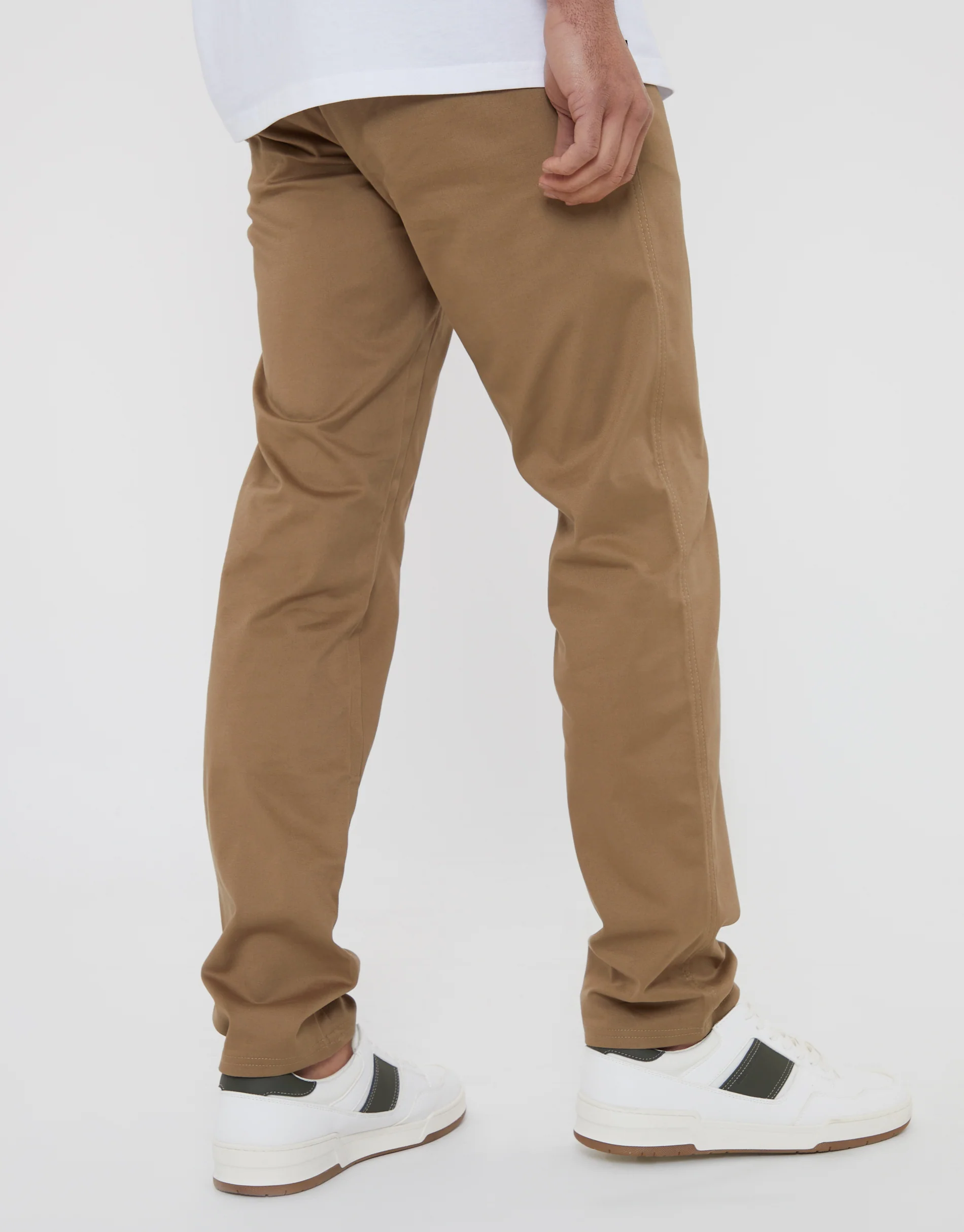 Dark Regular Fit Chino Trousers in Stone - Image 3