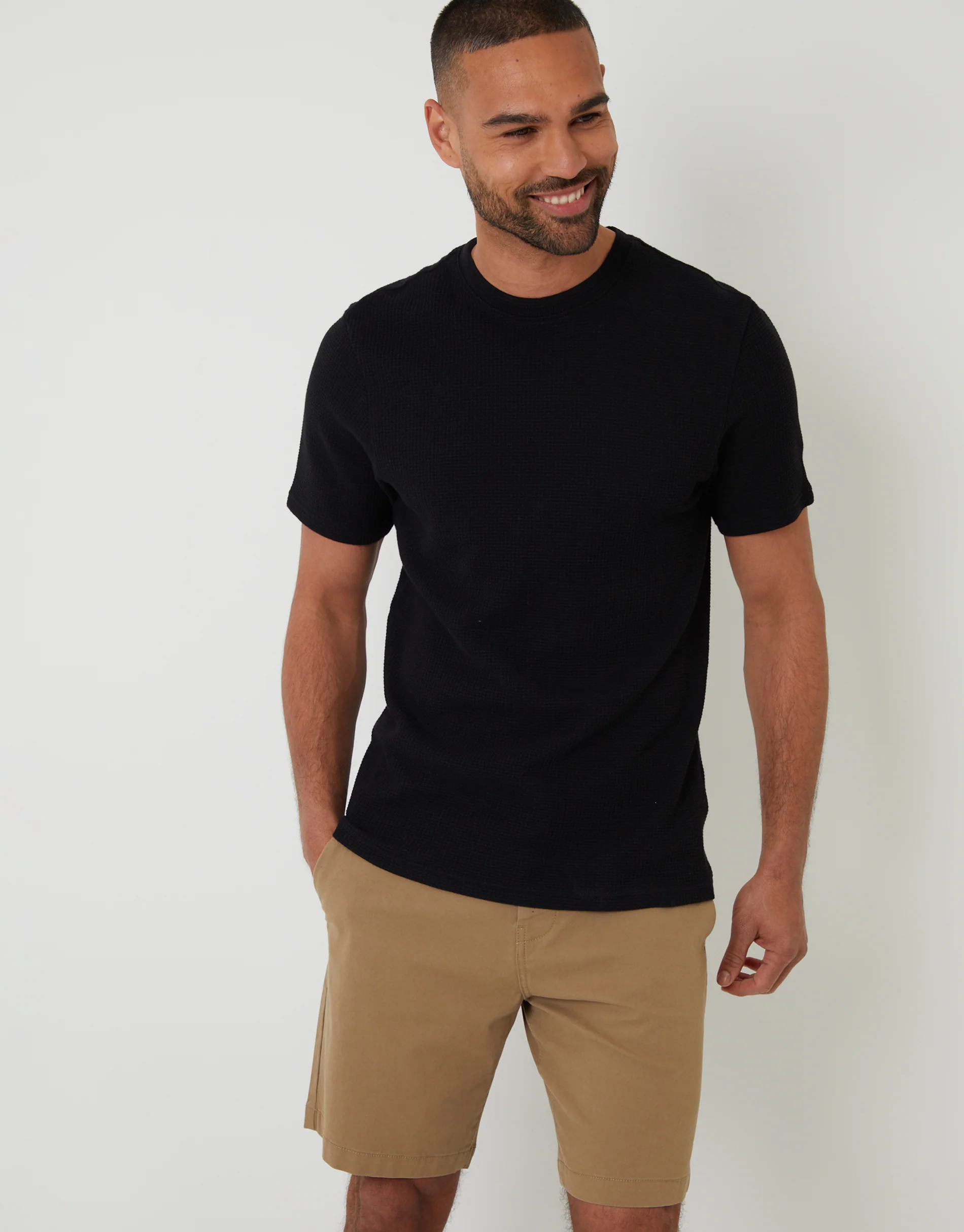 Regular Fit Stretch Chino Shorts in Dark Stone
