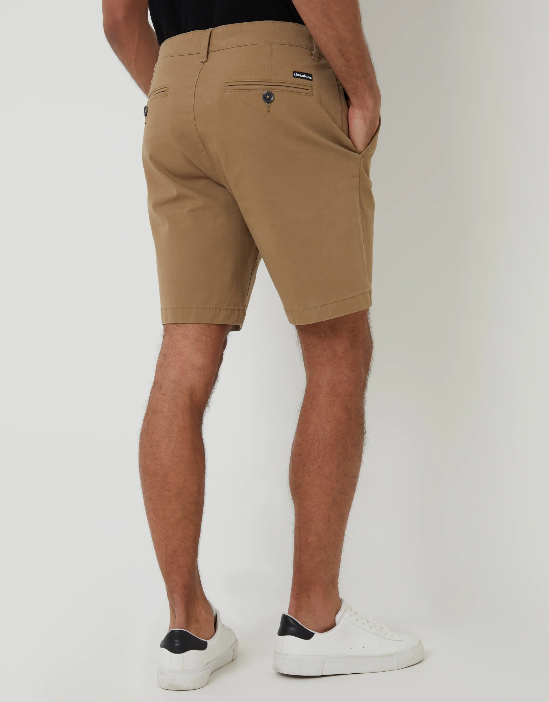 Regular Fit Stretch Chino Shorts in Dark Stone - Image 3