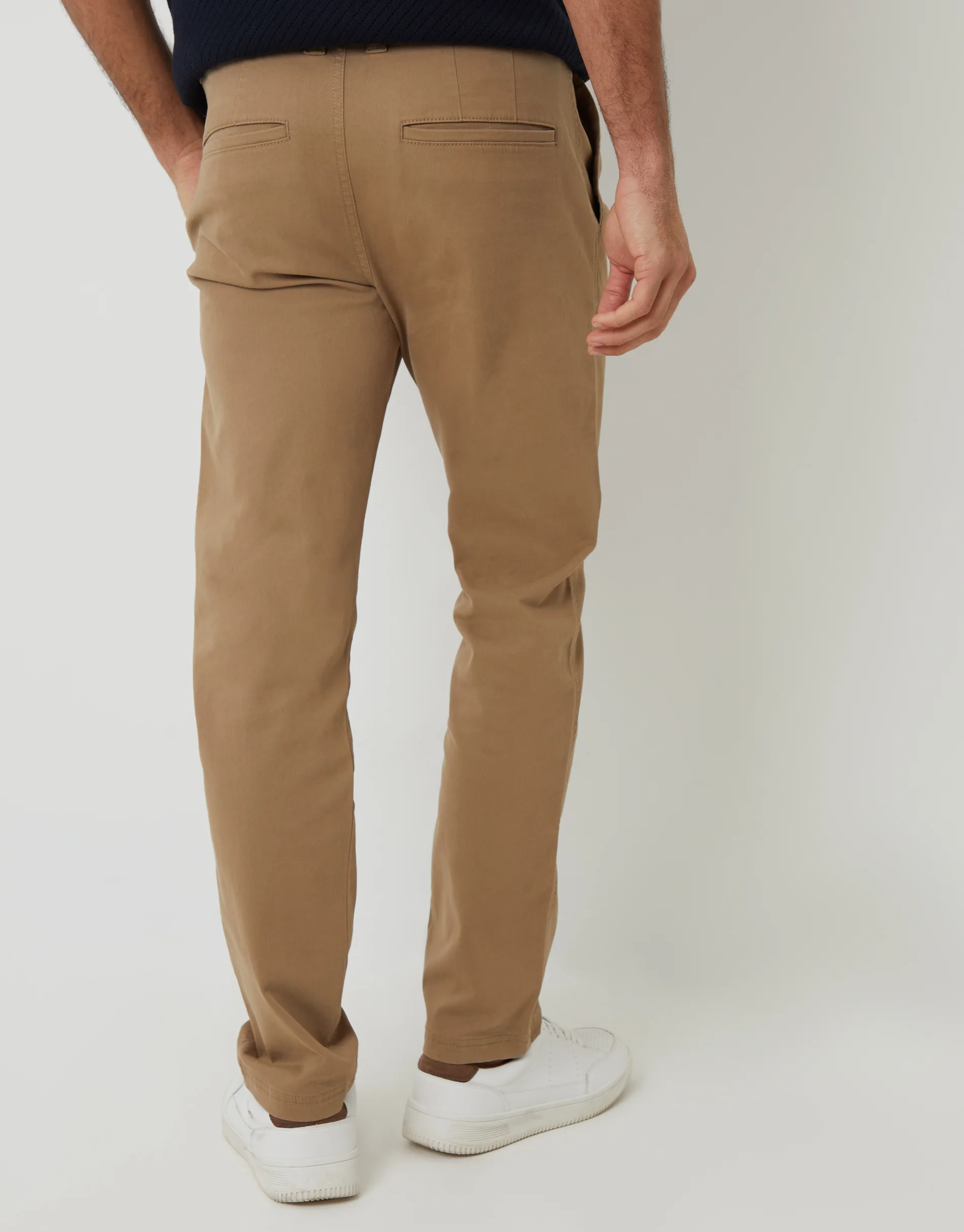 Relaxed Fit Stretch Chino Trousers in Dark Stone - Image 3