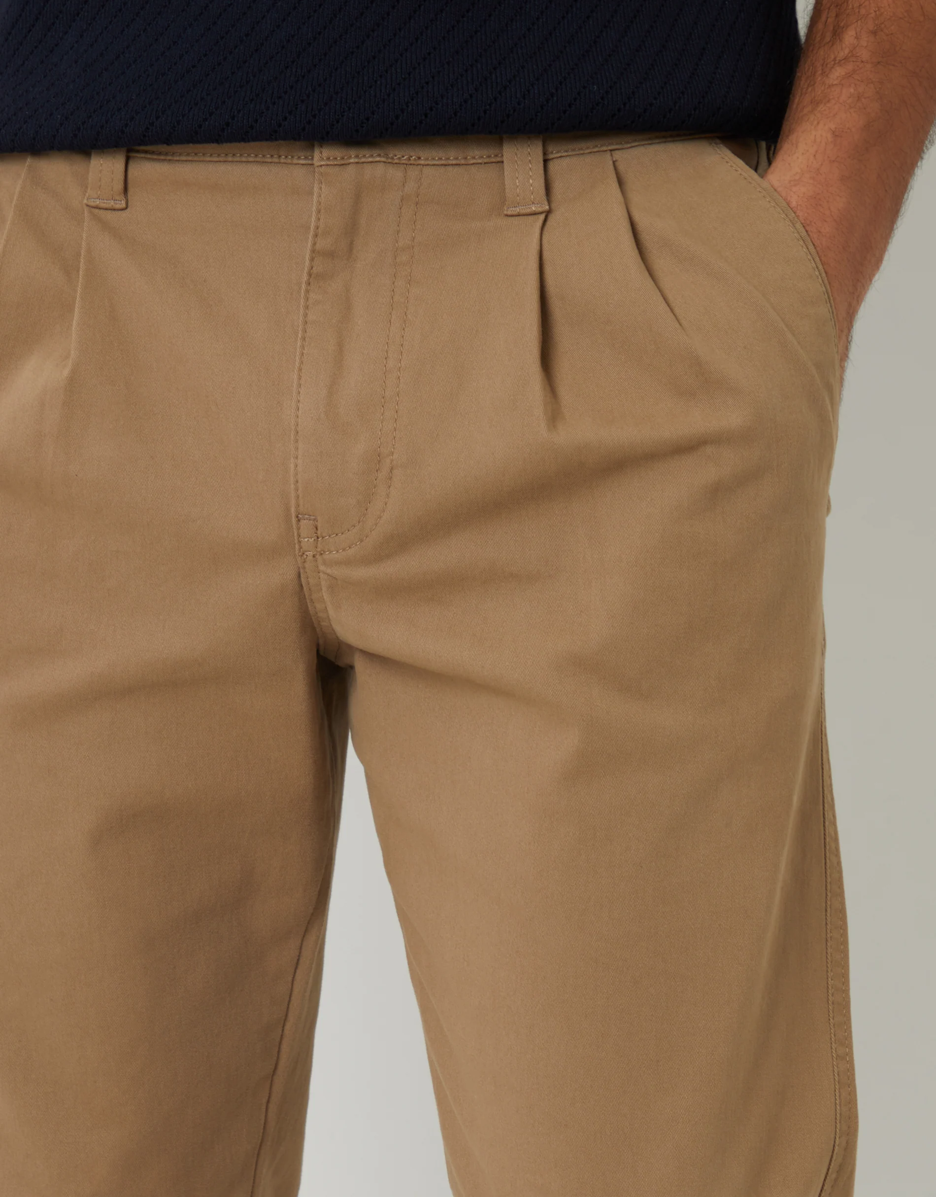 Relaxed Fit Stretch Chino Trousers in Dark Stone - Image 4