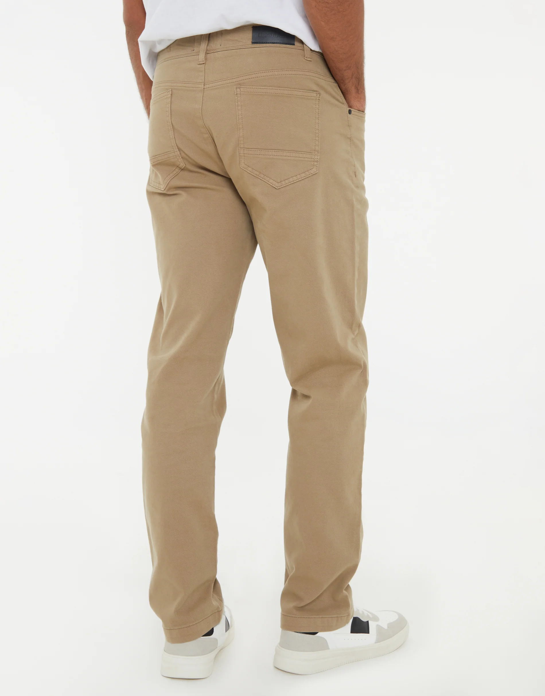 Straight Leg Canvas Trousers in Dark Stone - Image 3