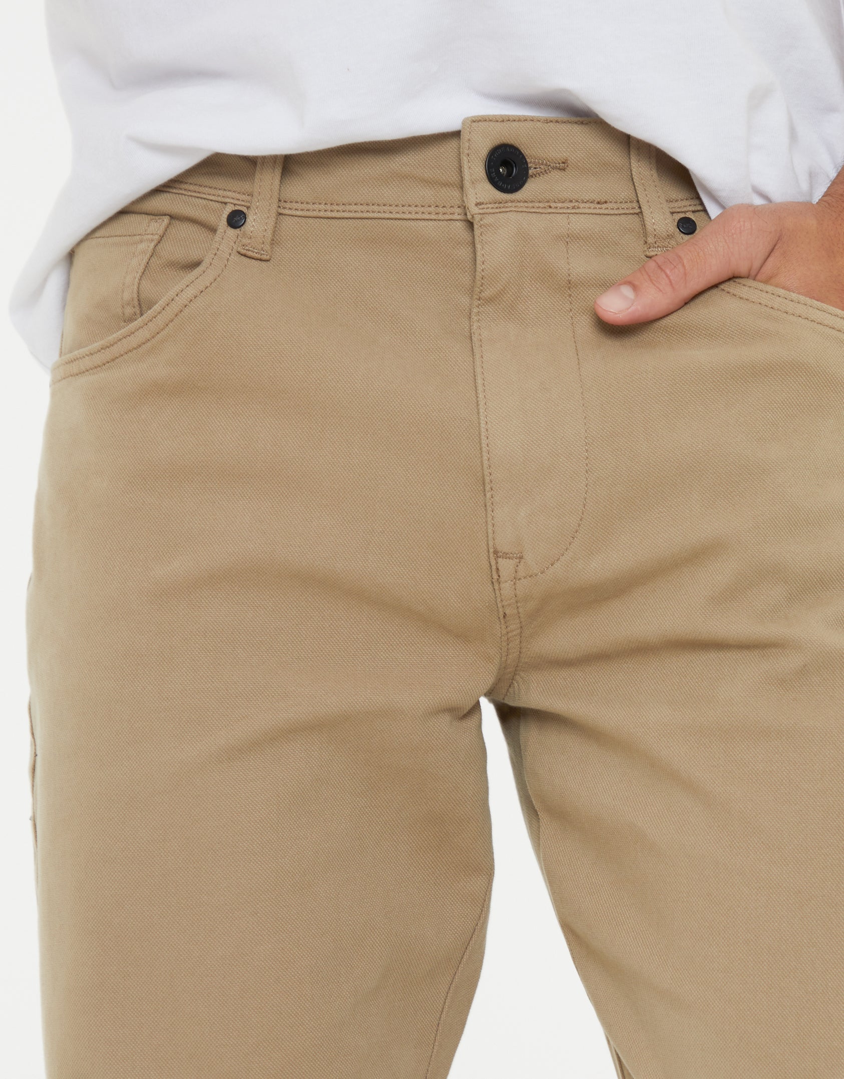 Straight Leg Canvas Trousers in Dark Stone - Image 4