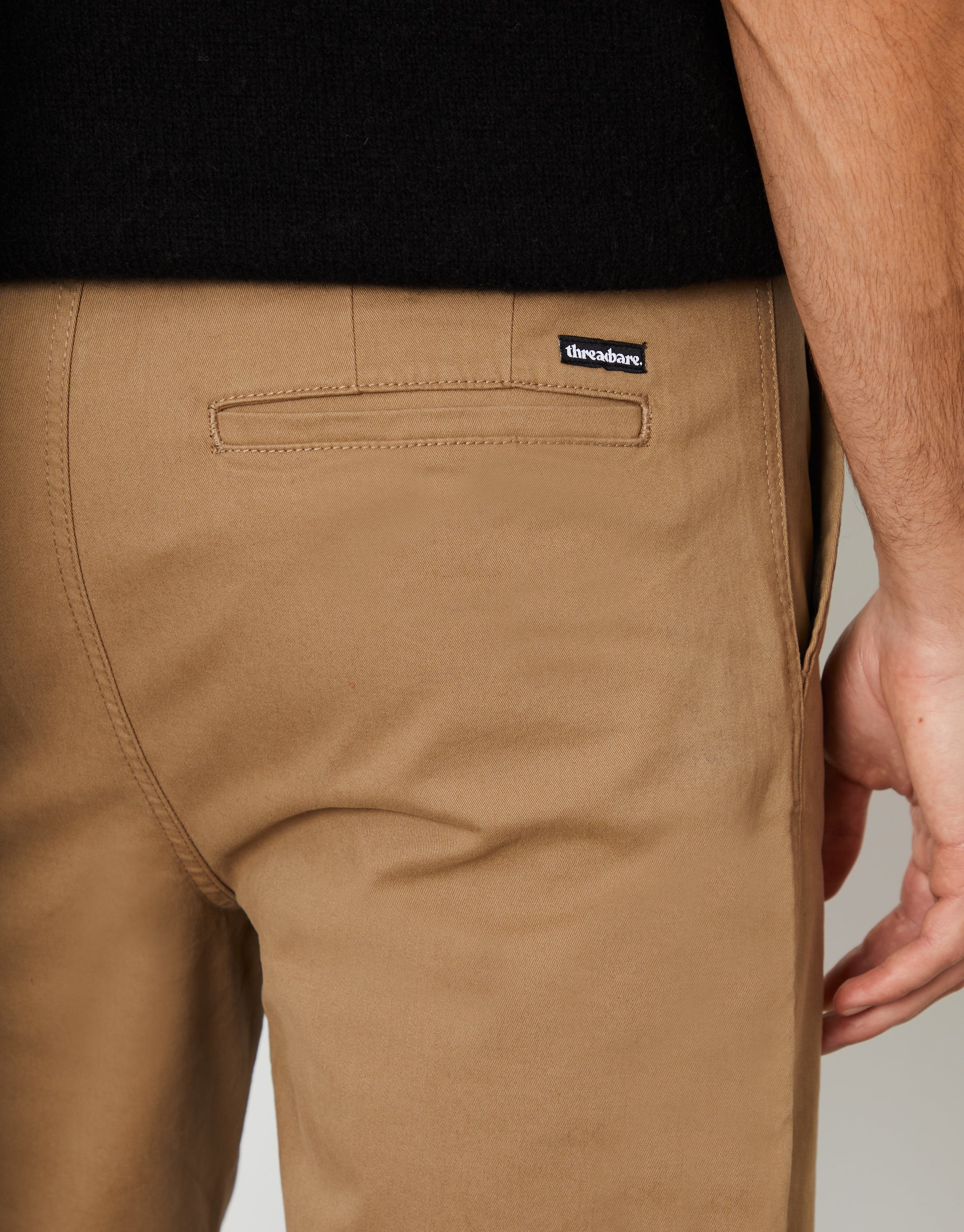 Straight Leg Pleated Chino Trousers in Dark Stone - Image 4