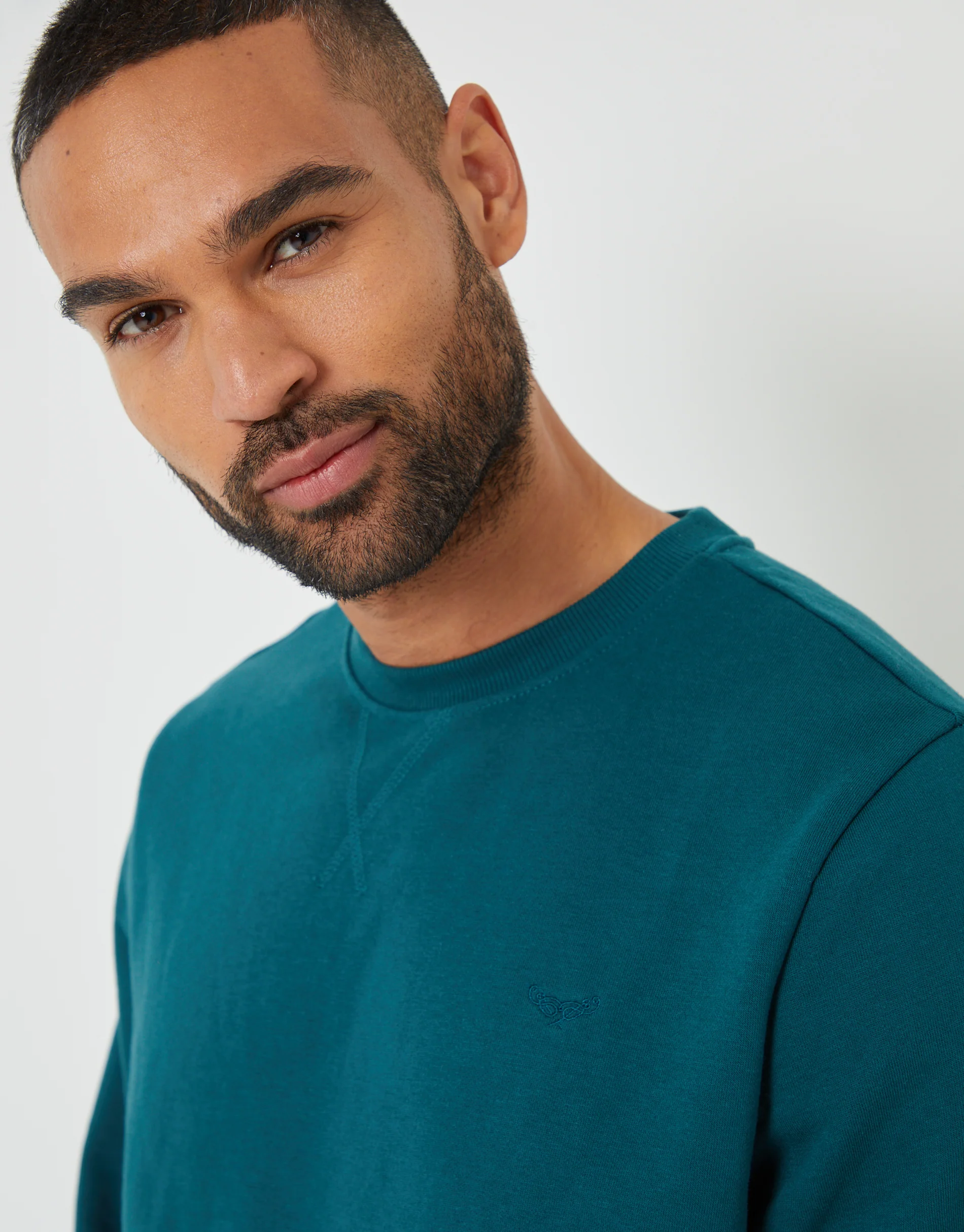 Crew Neck Sweatshirt in Dark Teal Green - Image 4