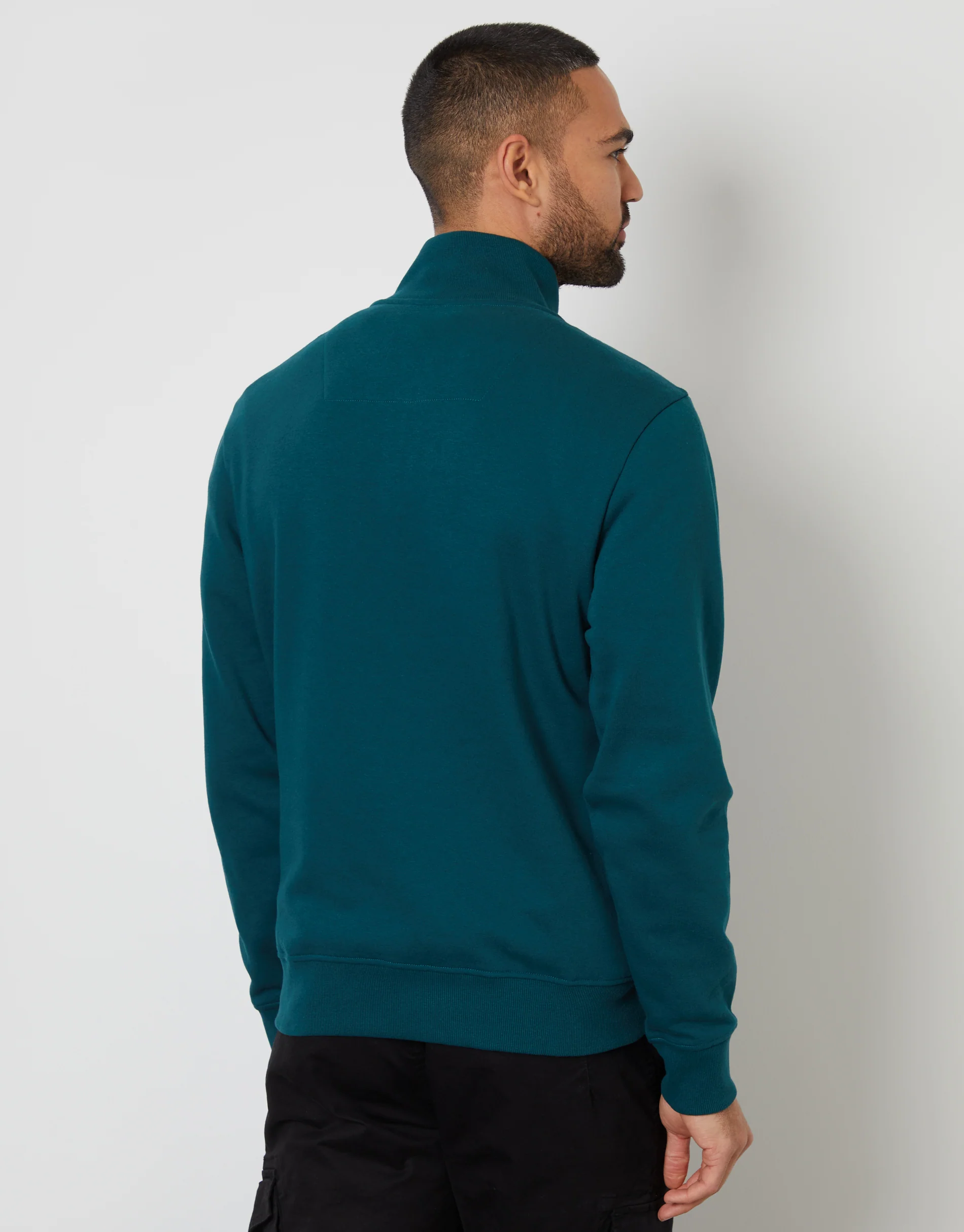 Quarter Zip Sweatshirt in Dark Teal Green - Image 2