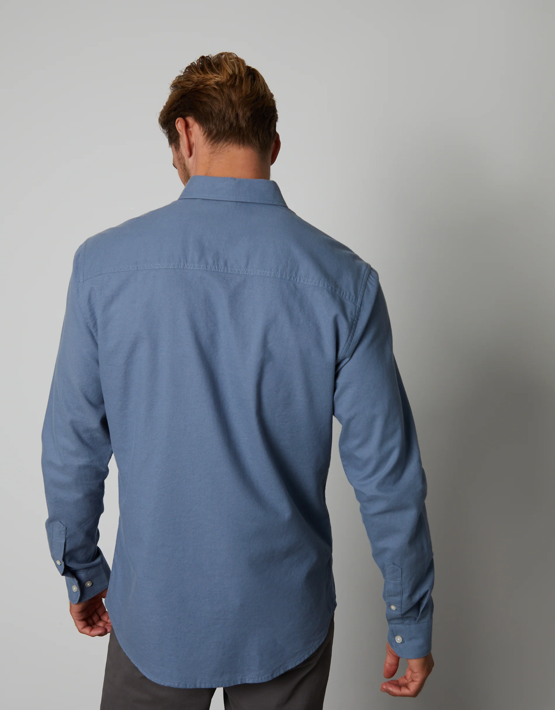 Cotton Long Sleeve Shirt in Denim Blue - Image 2