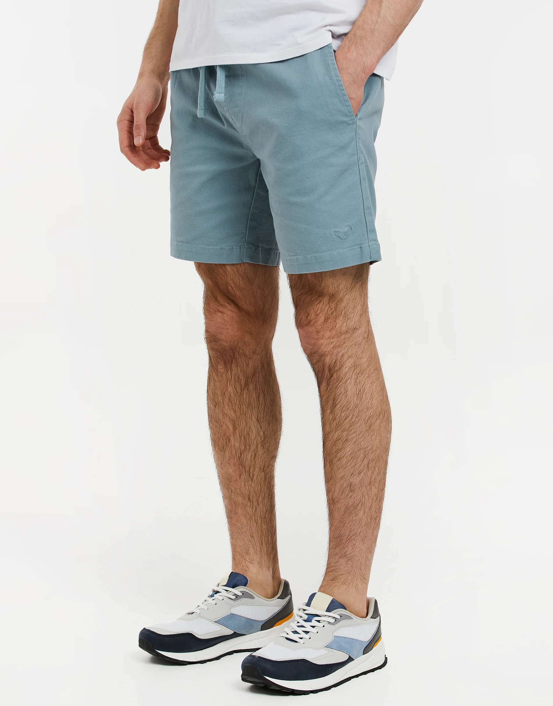 Jogger Style Chino Shorts in Duck Egg Blue - Image 2