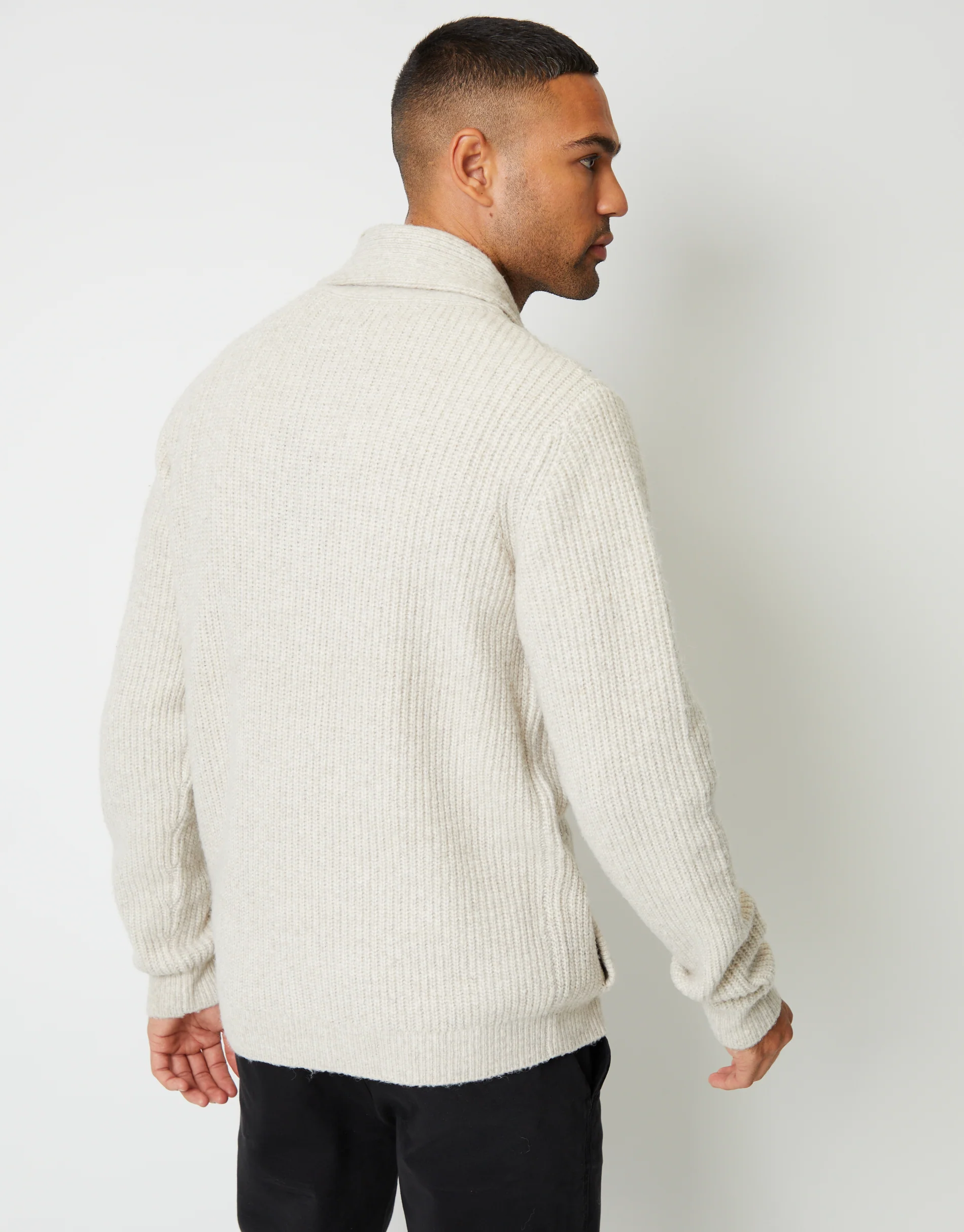 Shawl Cardigan in Ecru Marl - Image 2