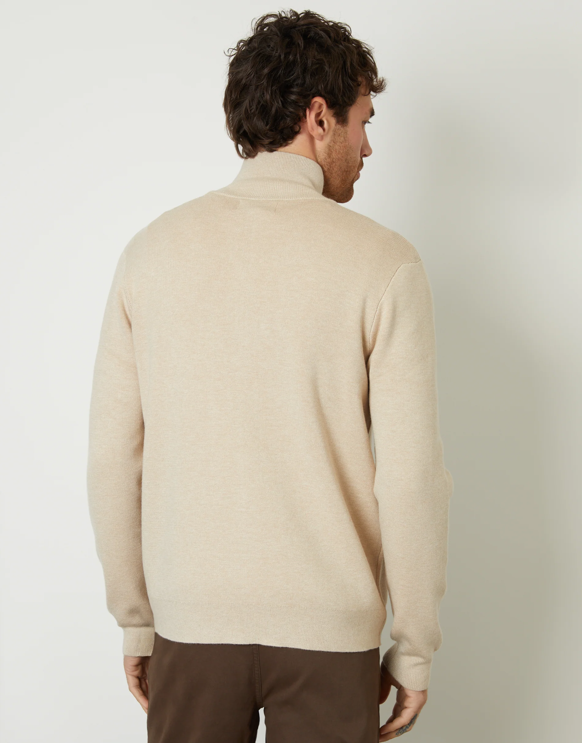 Zip-Through Funnel Neck Knitted Cardigan in Ecru - Image 2
