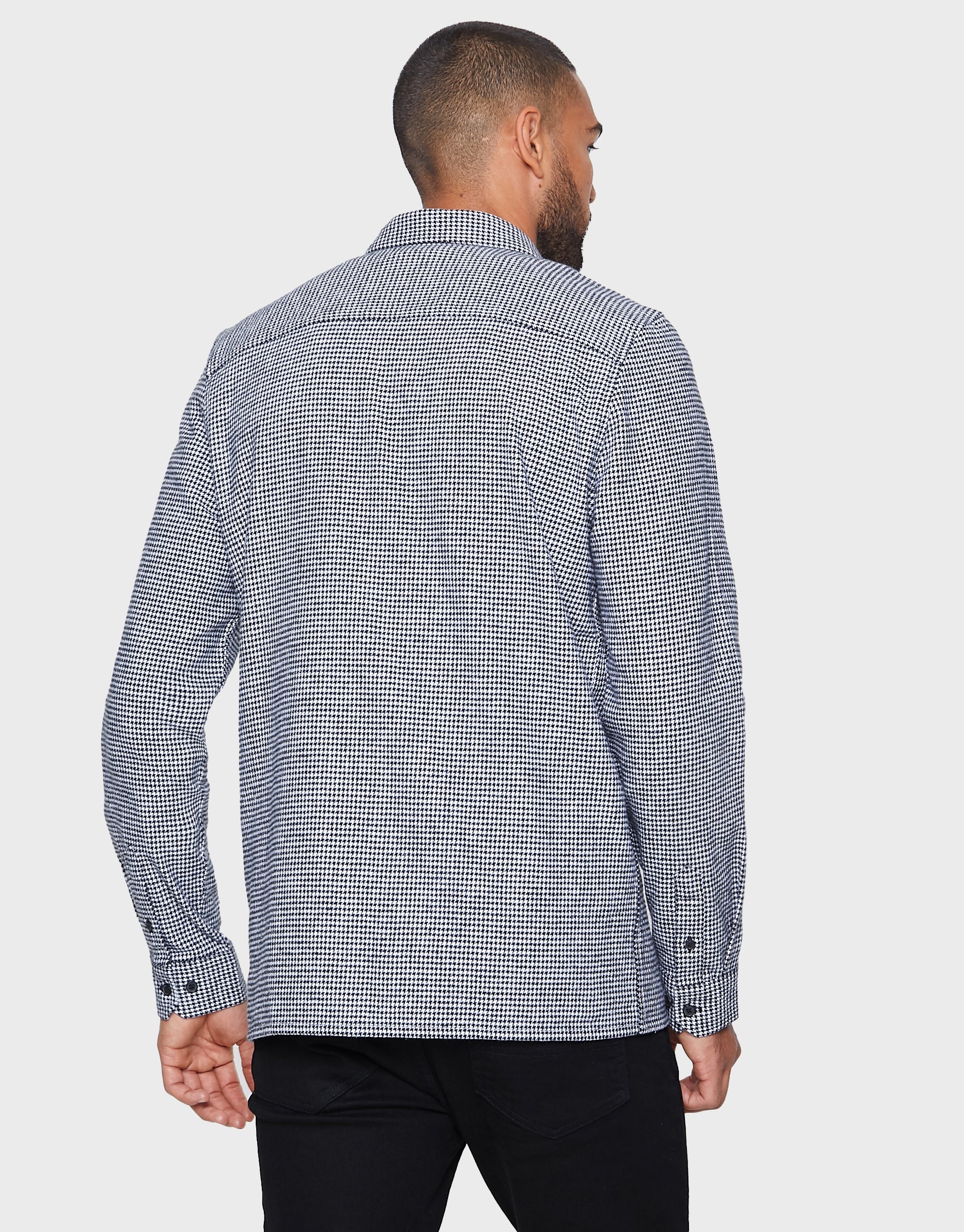 Dogtooth Long Sleeve Shirt in Blue - Image 2