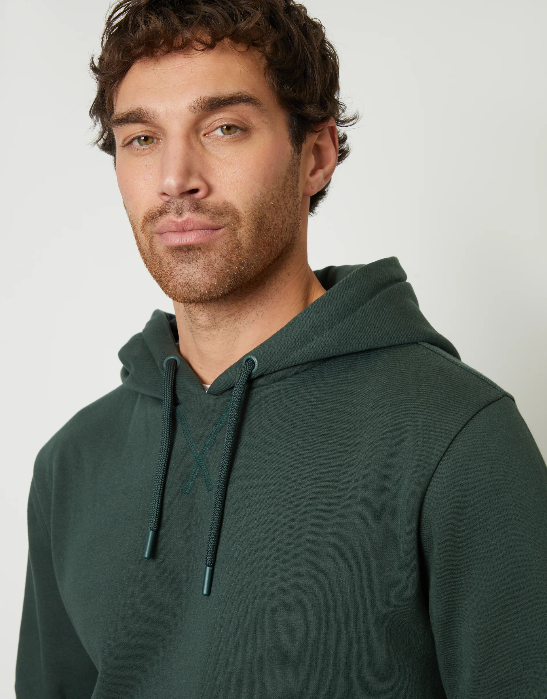 Mock T-Shirt Overhead Hoodie in Forest Green - Image 4