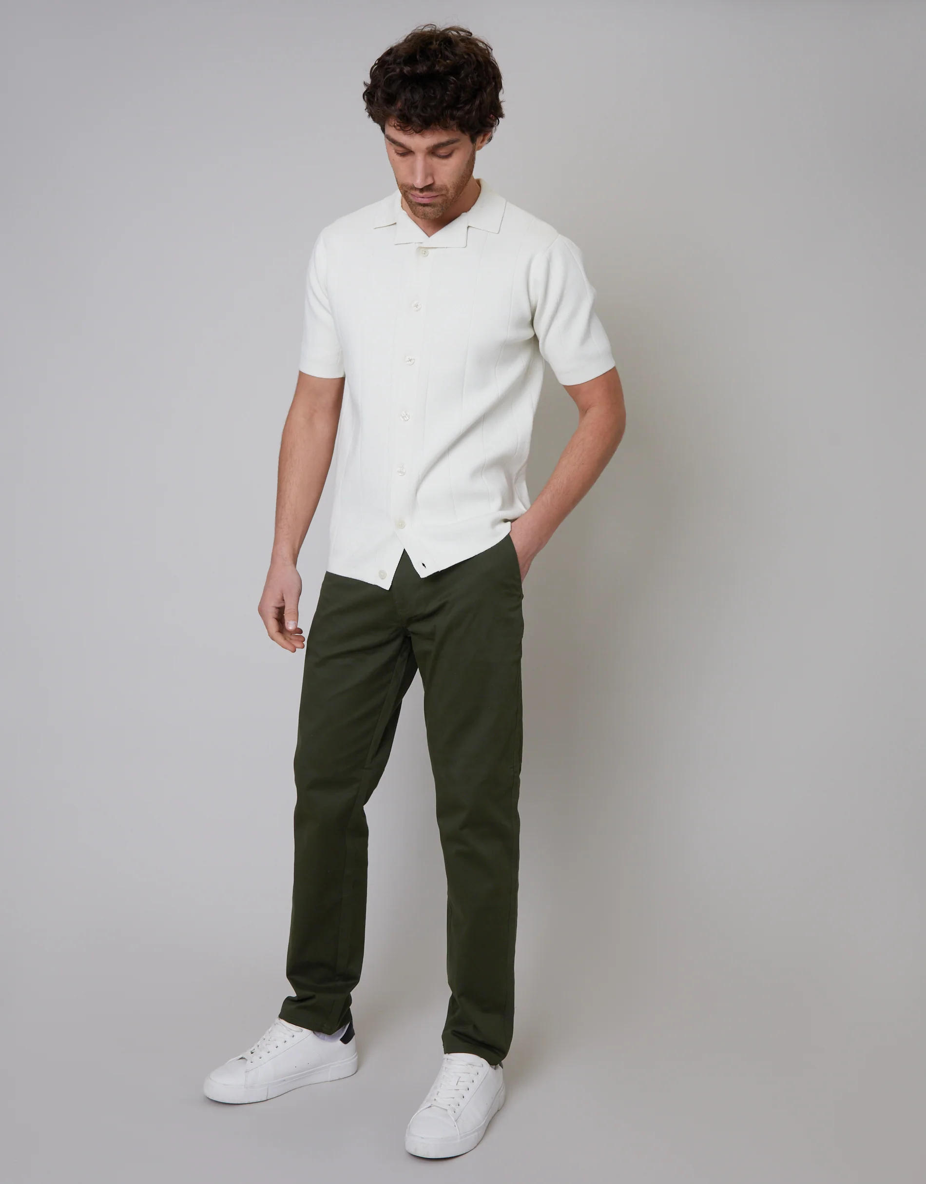 Regular Fit Chino Trousers in Forest Green