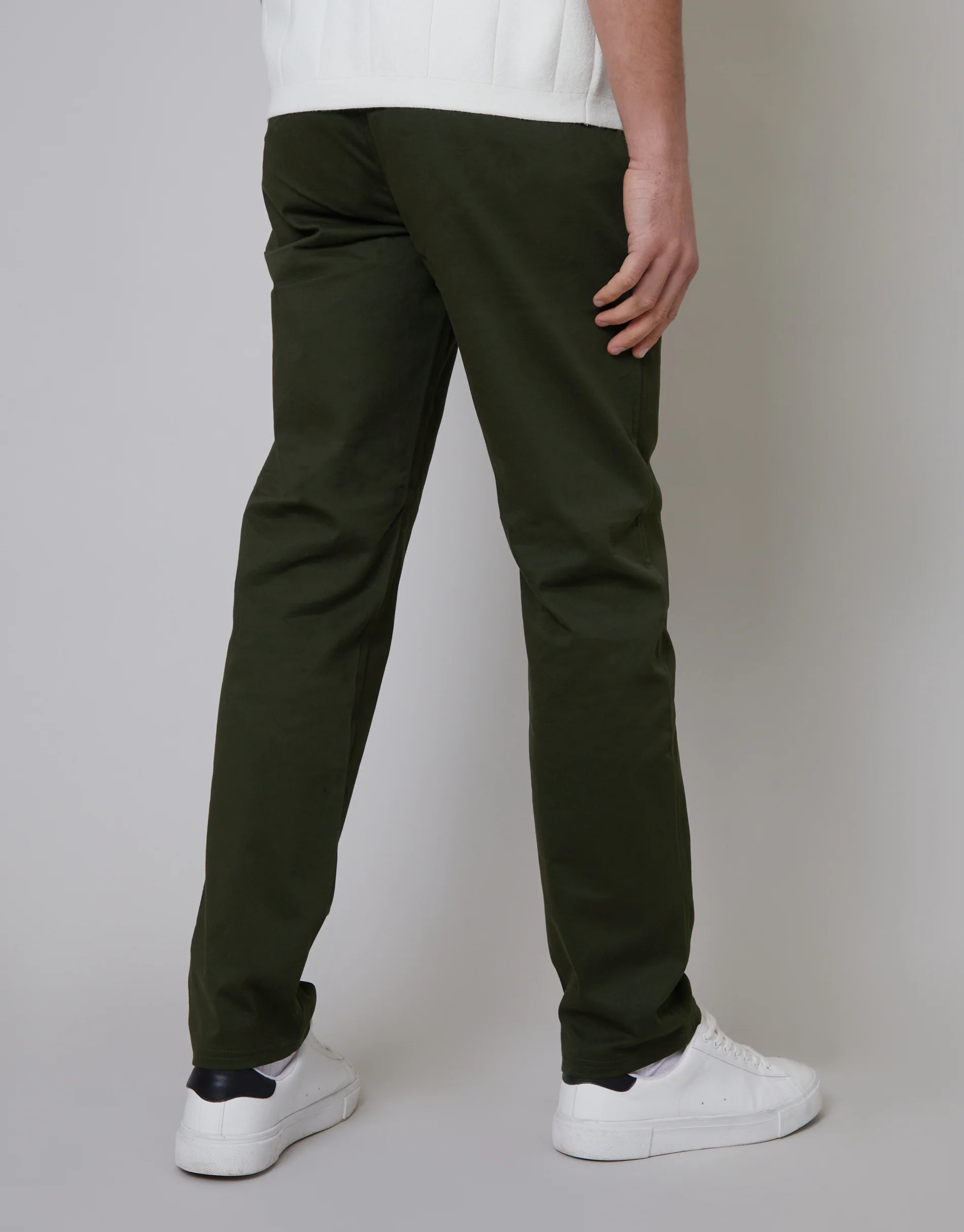 Regular Fit Chino Trousers in Forest Green - Image 3