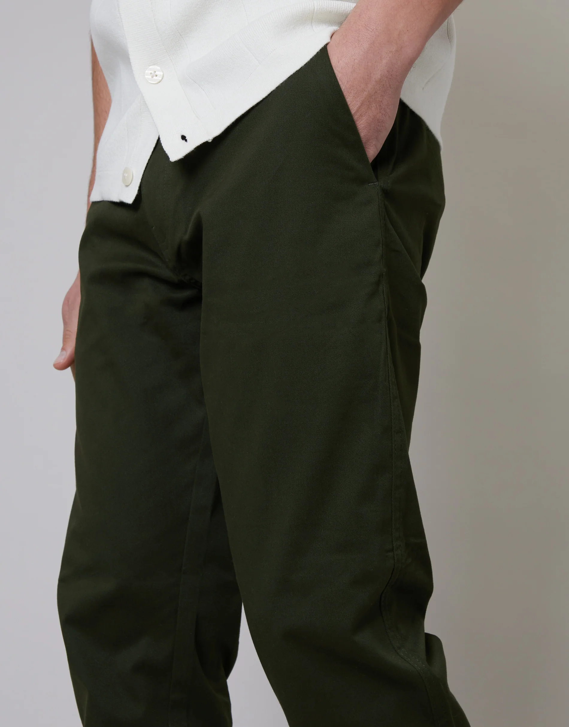 Regular Fit Chino Trousers in Forest Green - Image 4
