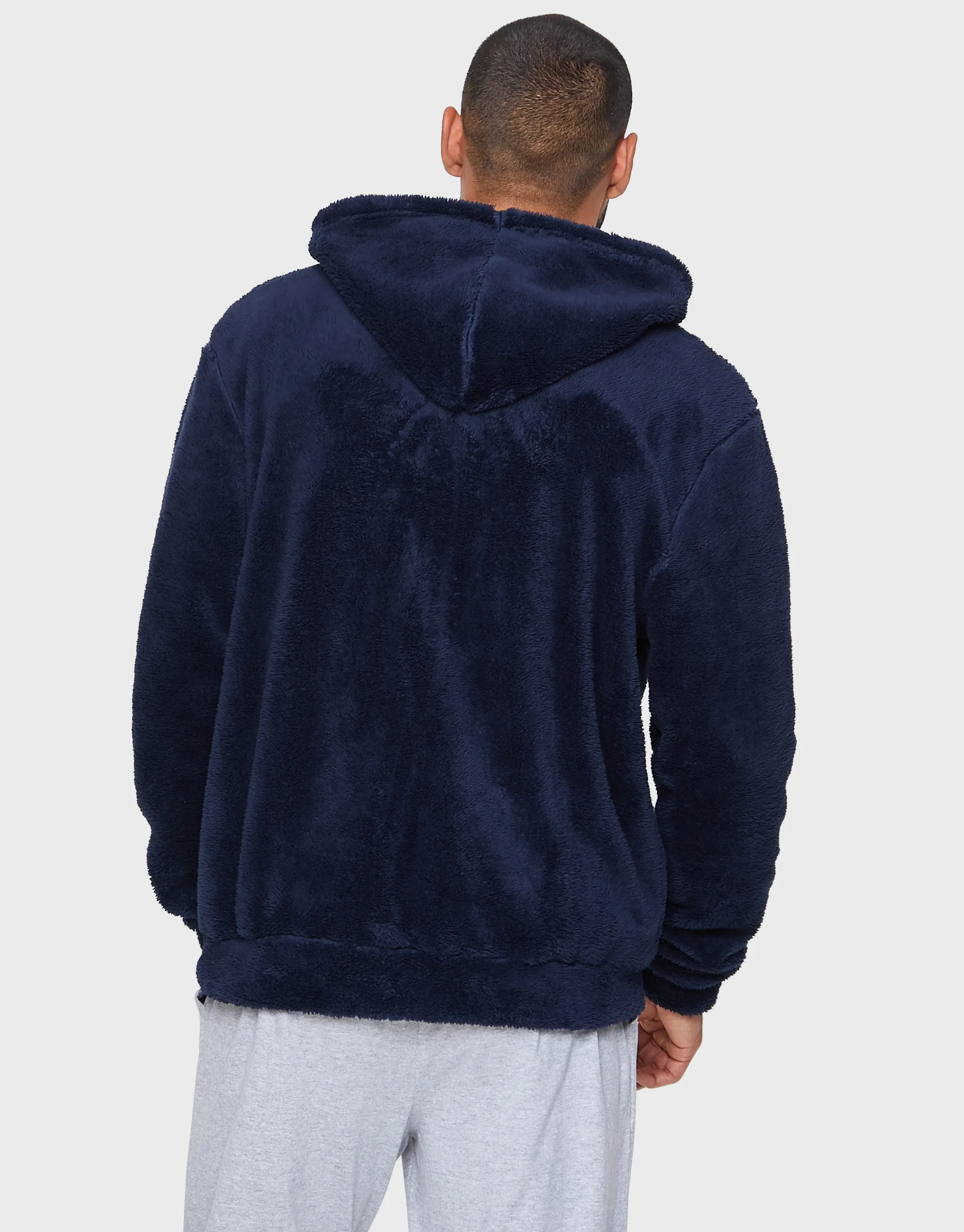 Borg Zip-Through Lounge Hoodie in Navy - Image 2