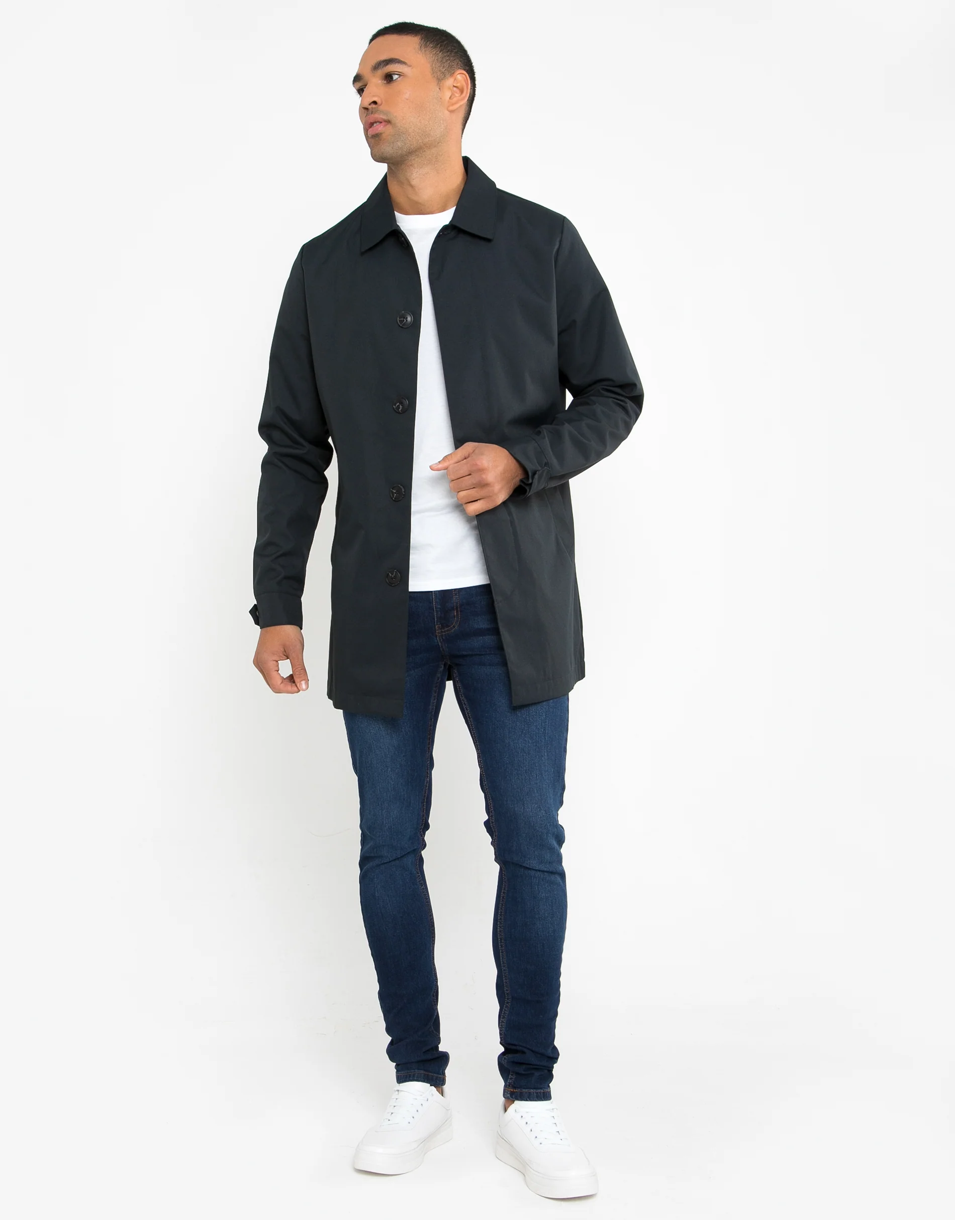 Showerproof Longline Mac in Navy - Image 3
