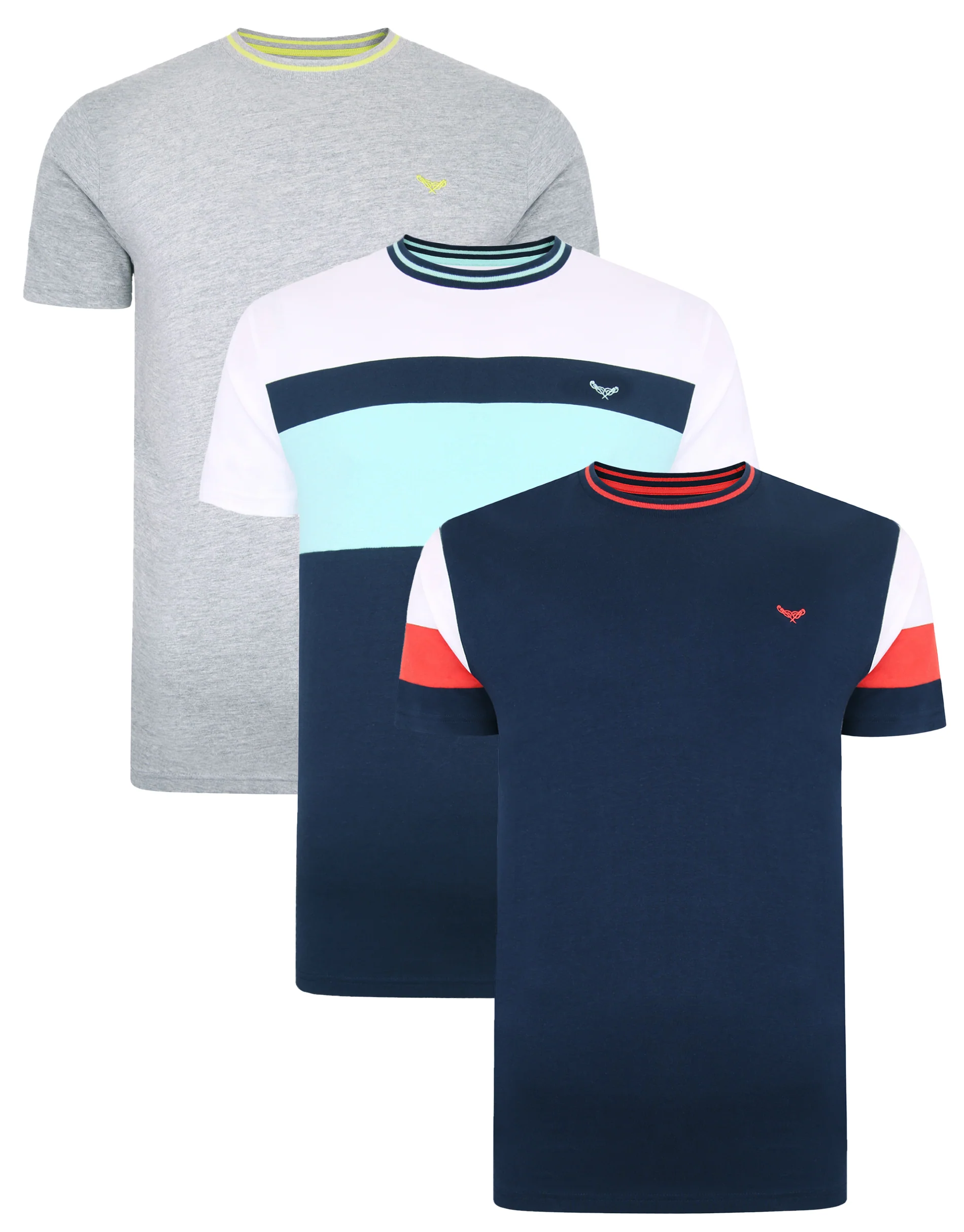 3 Pack Sporty T-Shirts in Grey-Blue Mix