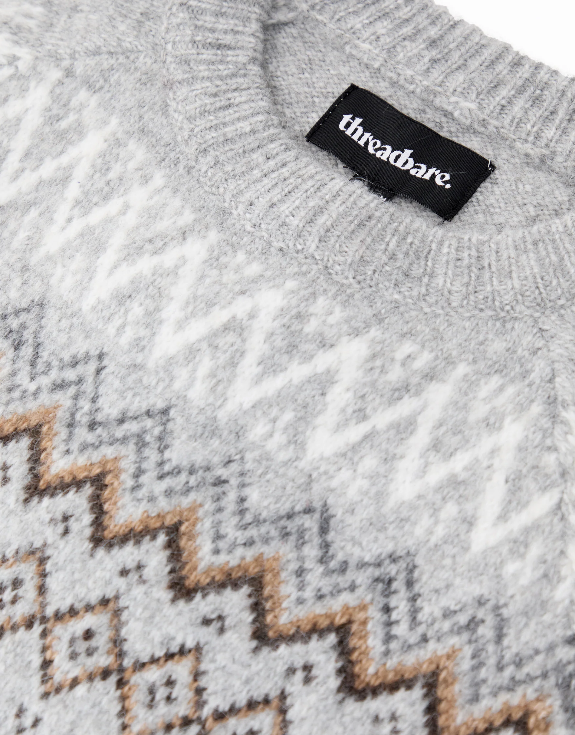 Raglan Fairisle Christmas Jumper in Grey Marl - Image 6