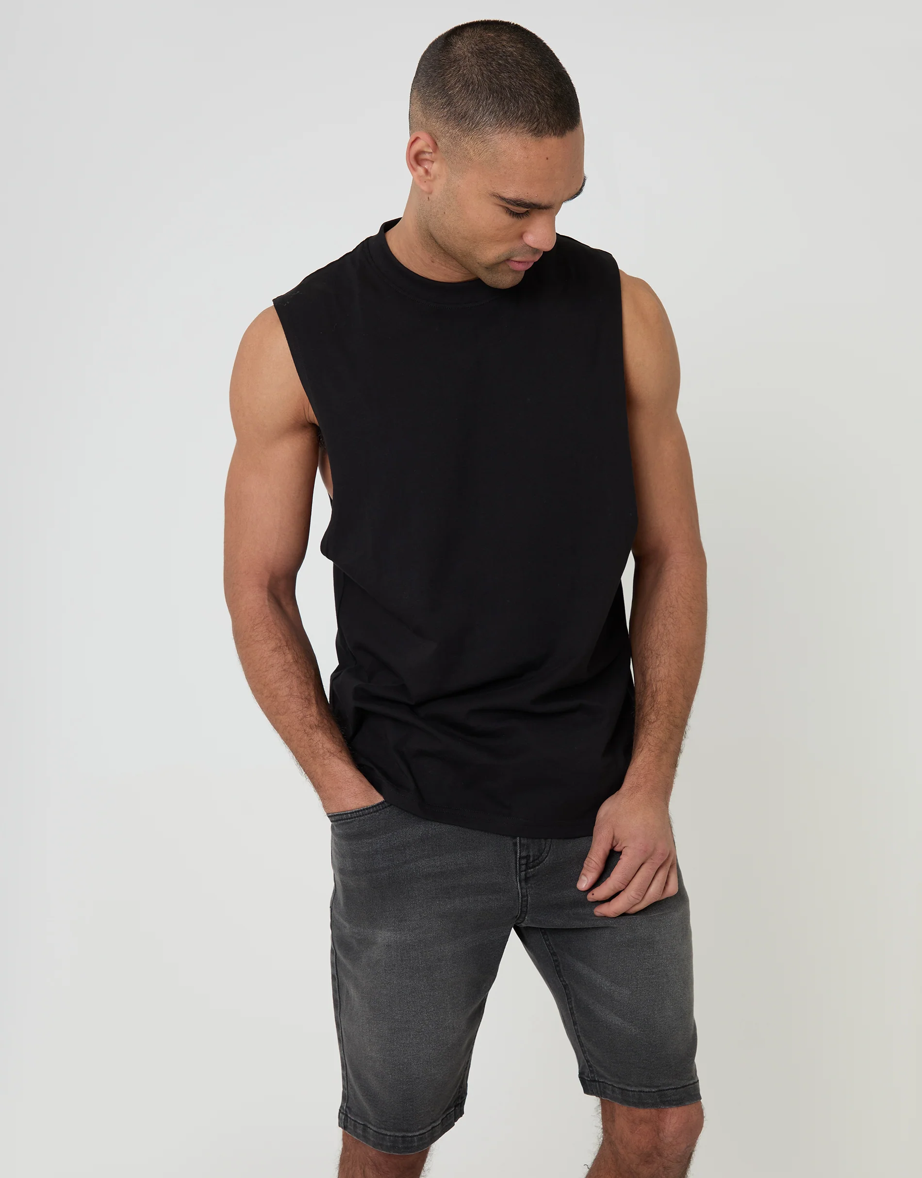 Denim Shorts in Grey Wash - Image 3