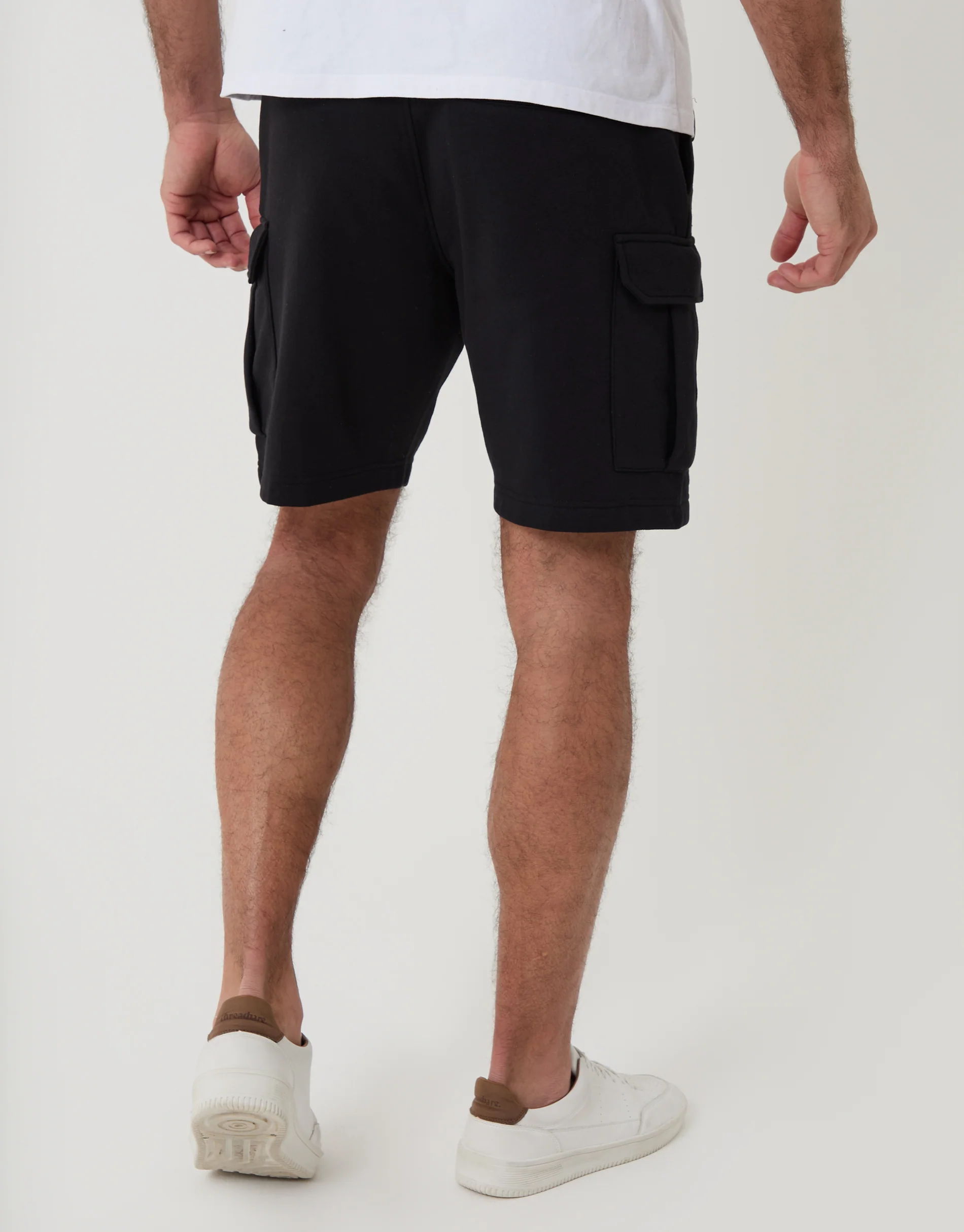 Cargo Fleece Shorts in Black - Image 4
