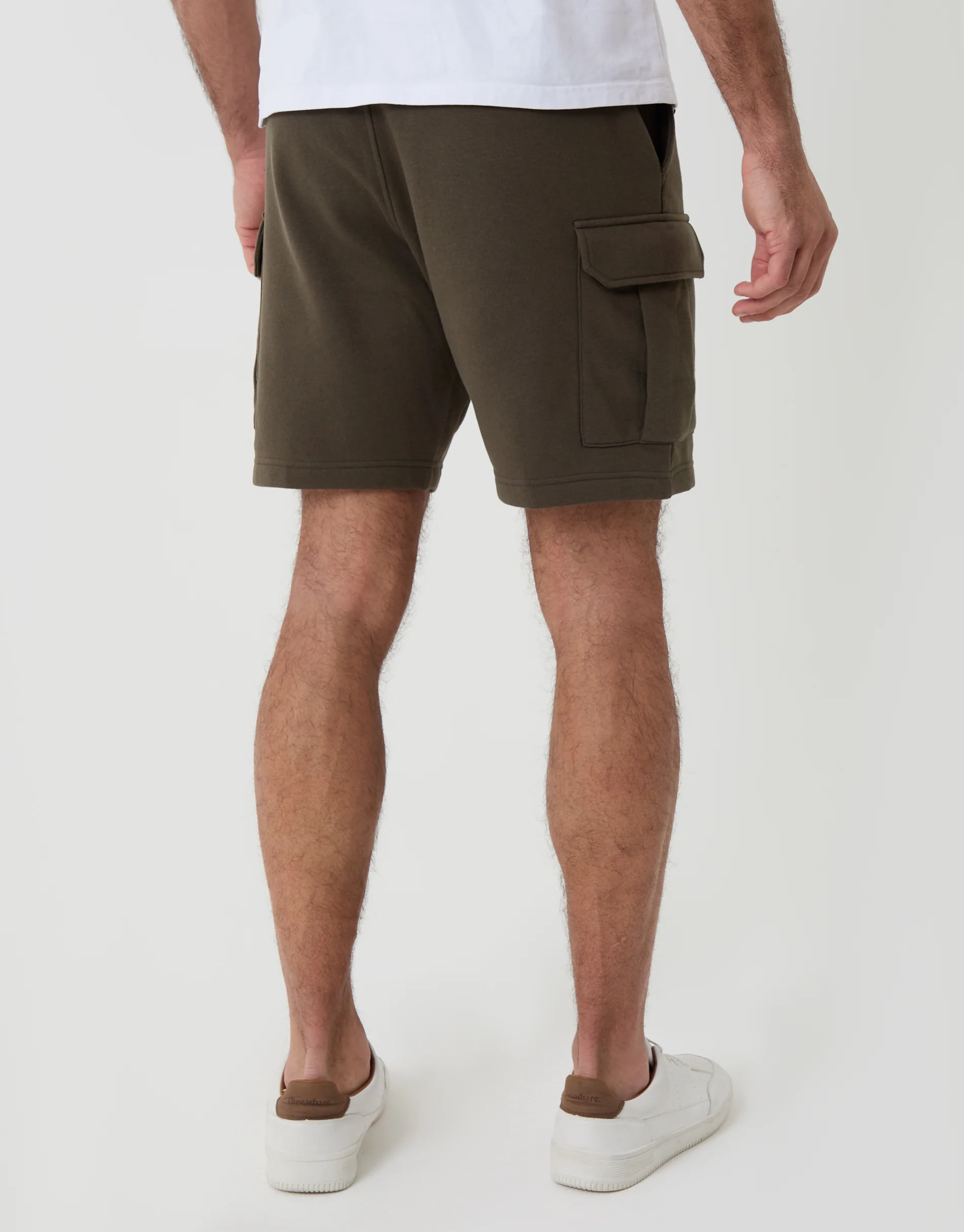 Cargo Fleece Shorts in Khaki Green - Image 3