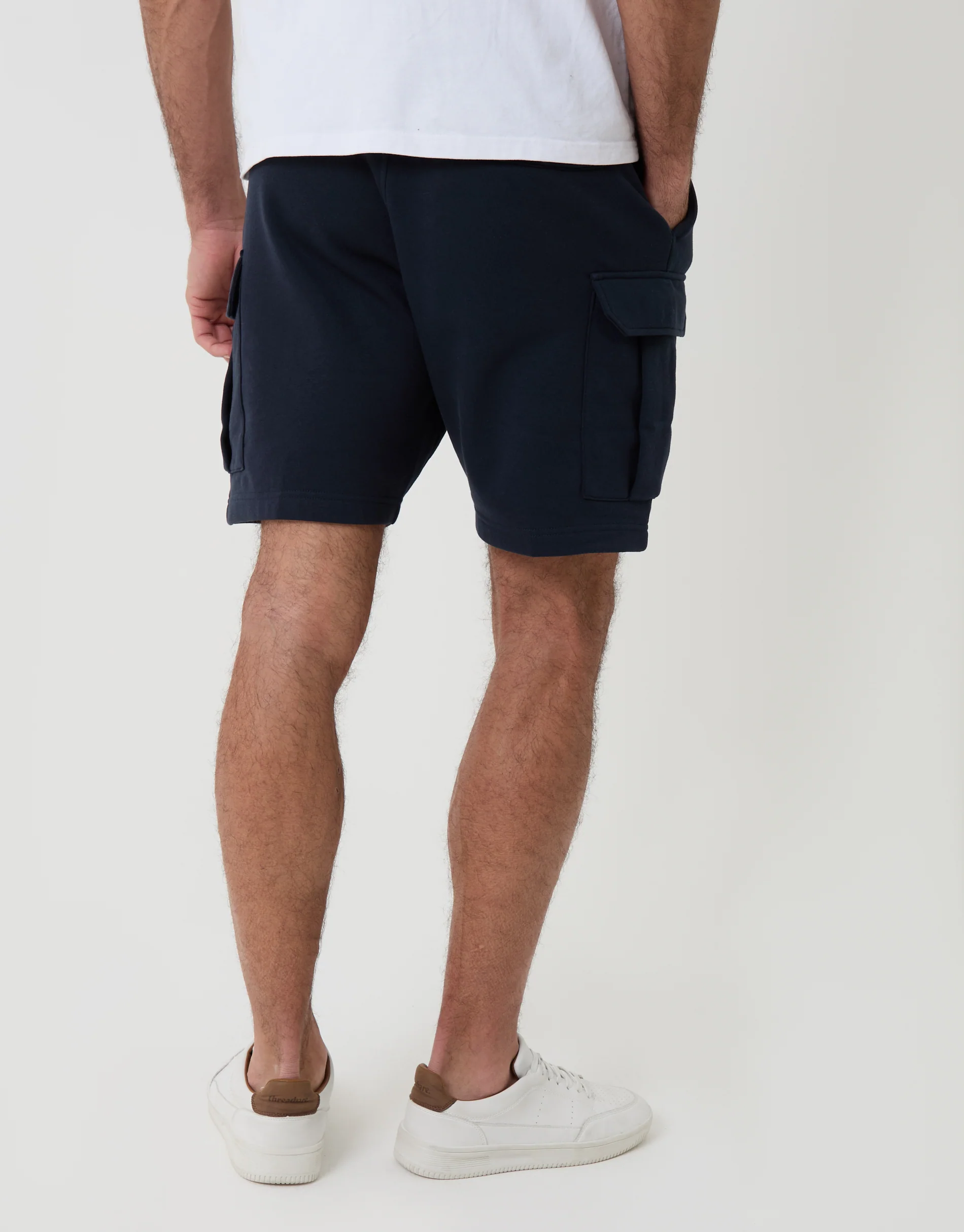 Cargo Fleece Shorts in Navy - Image 3