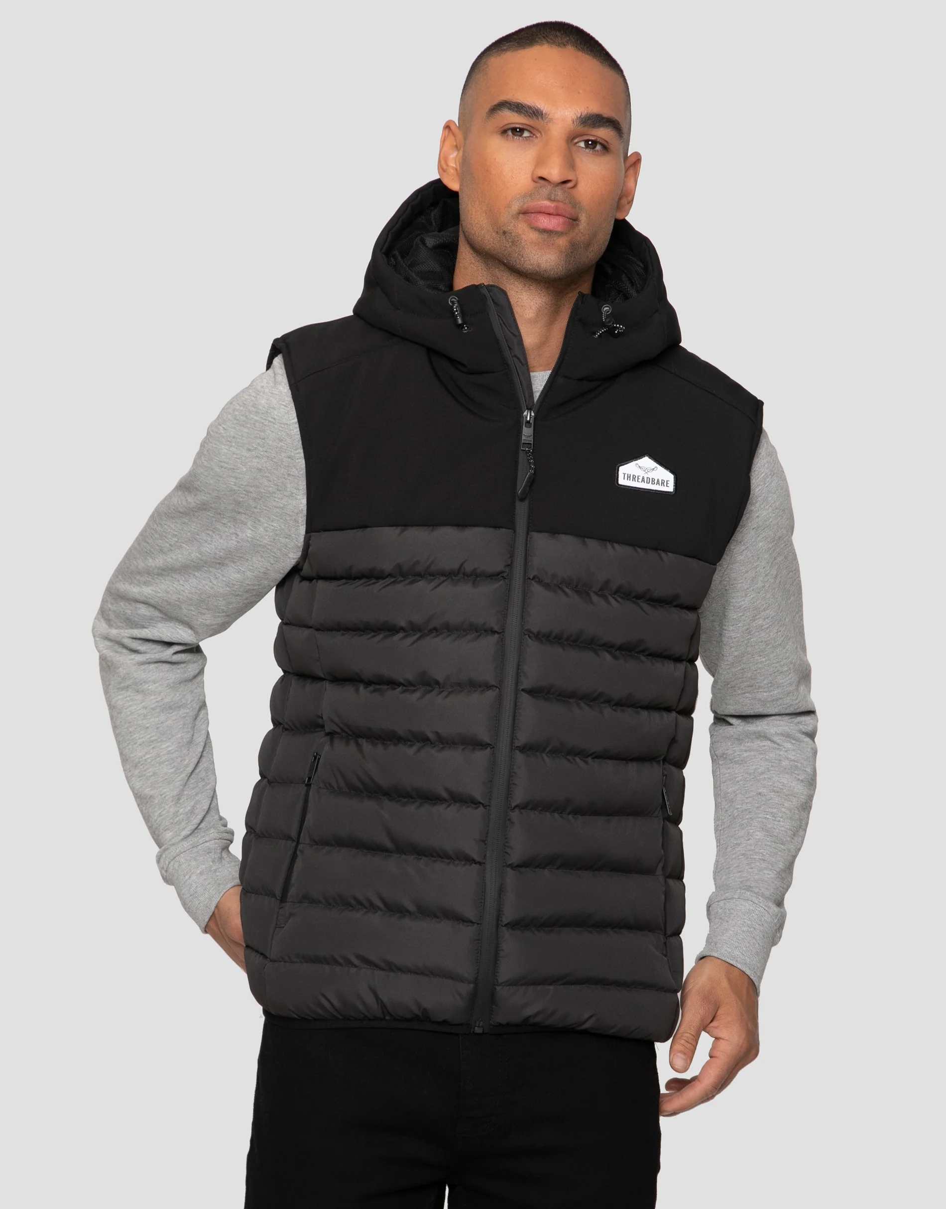 Hooded Gilet in Black - Image 2