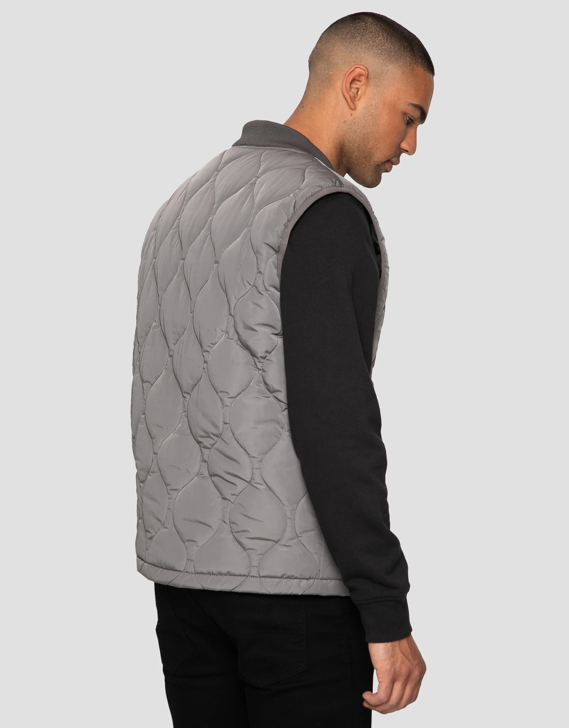 Onion Quilted Gilet in Grey - Image 2
