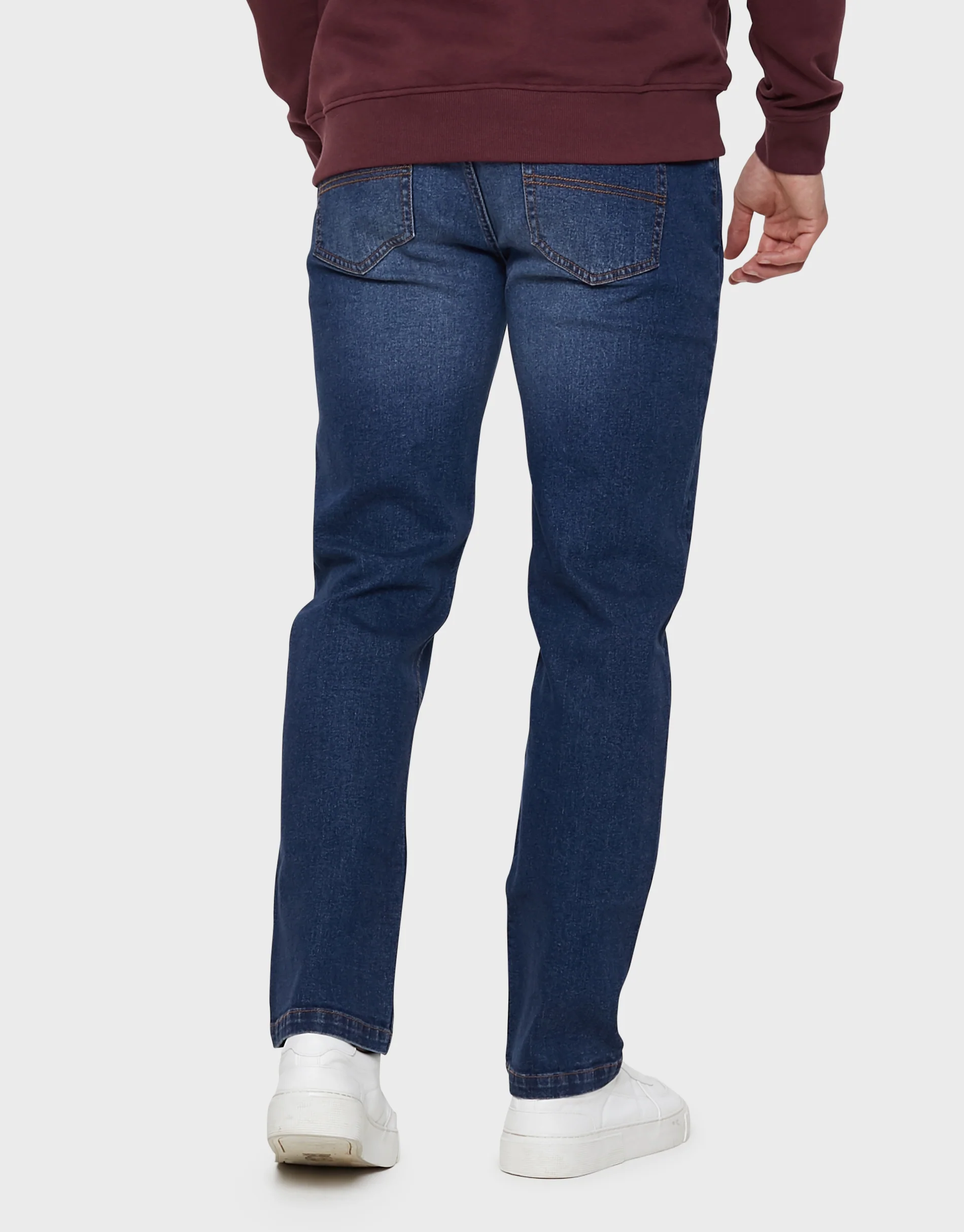 Straight Leg Belted Jeans in Mid Blue - Image 2