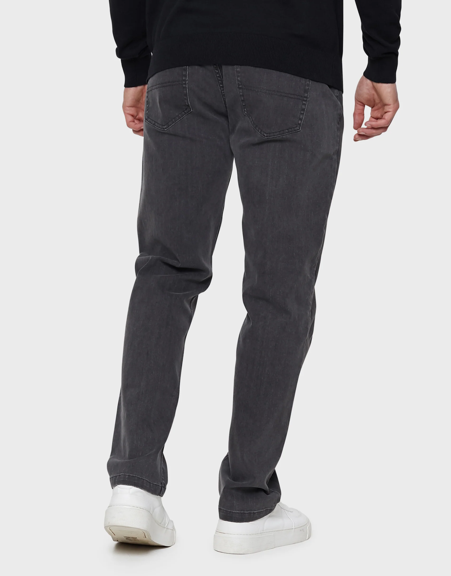 Straight Leg Belted Jeans in Grey - Image 2