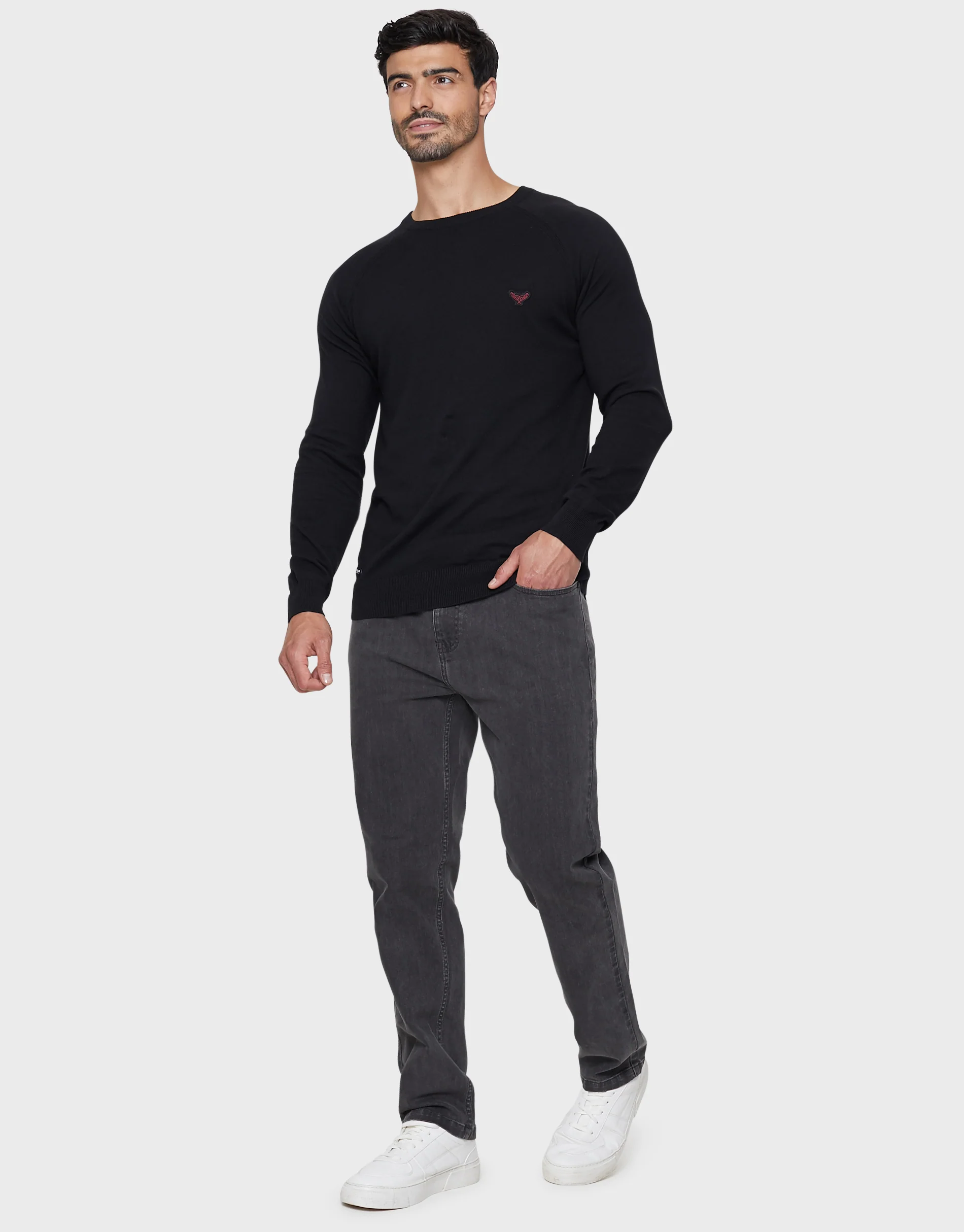 Straight Leg Belted Jeans in Grey - Image 3