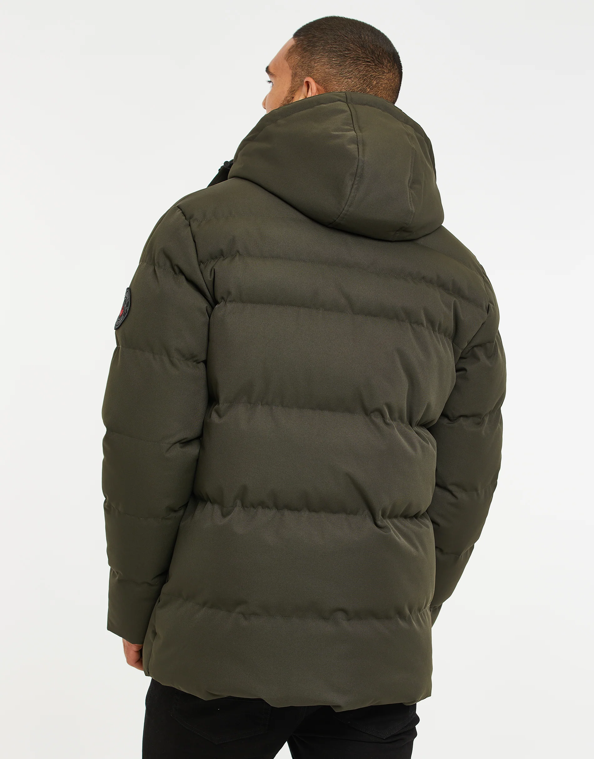 Hooded Padded Jacket in Khaki Green - Image 2