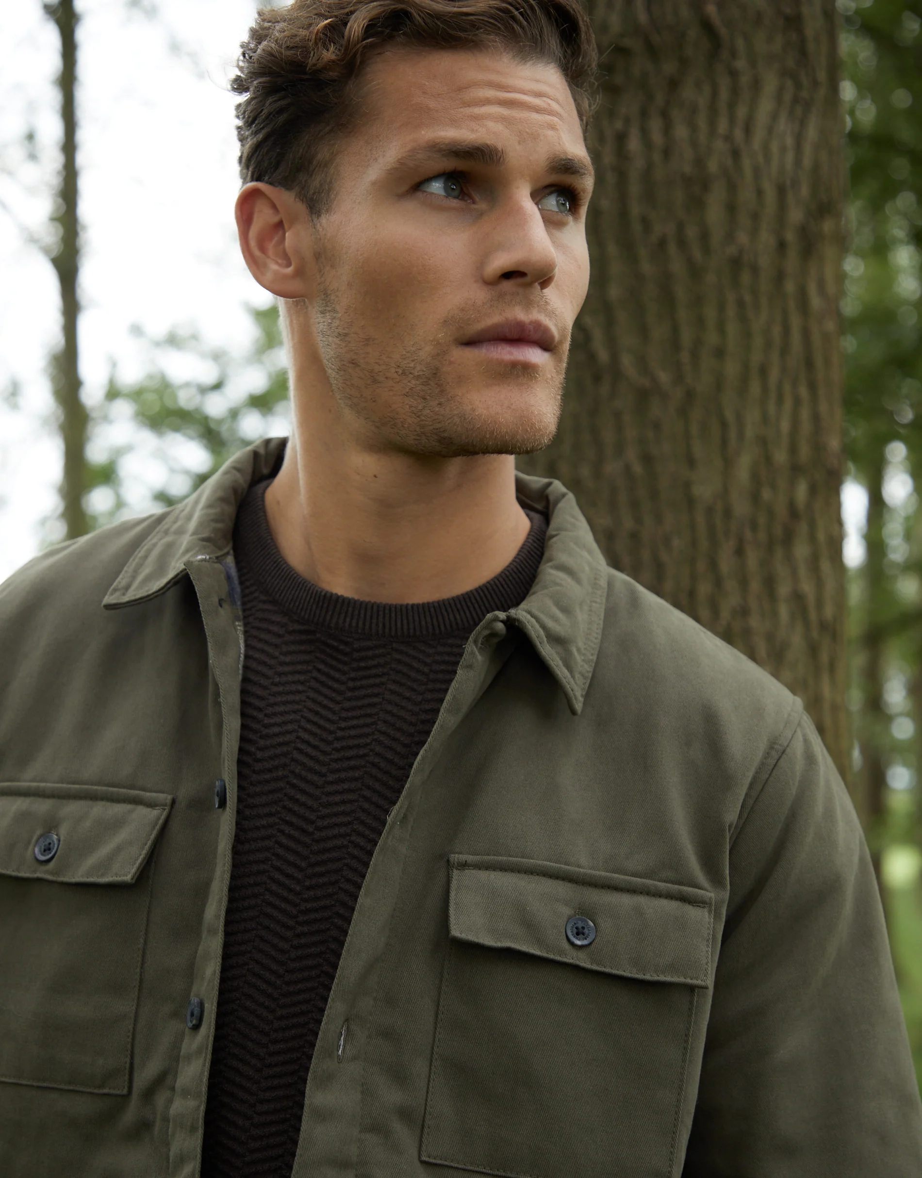Lightweight Shacket in Khaki Green - Image 8