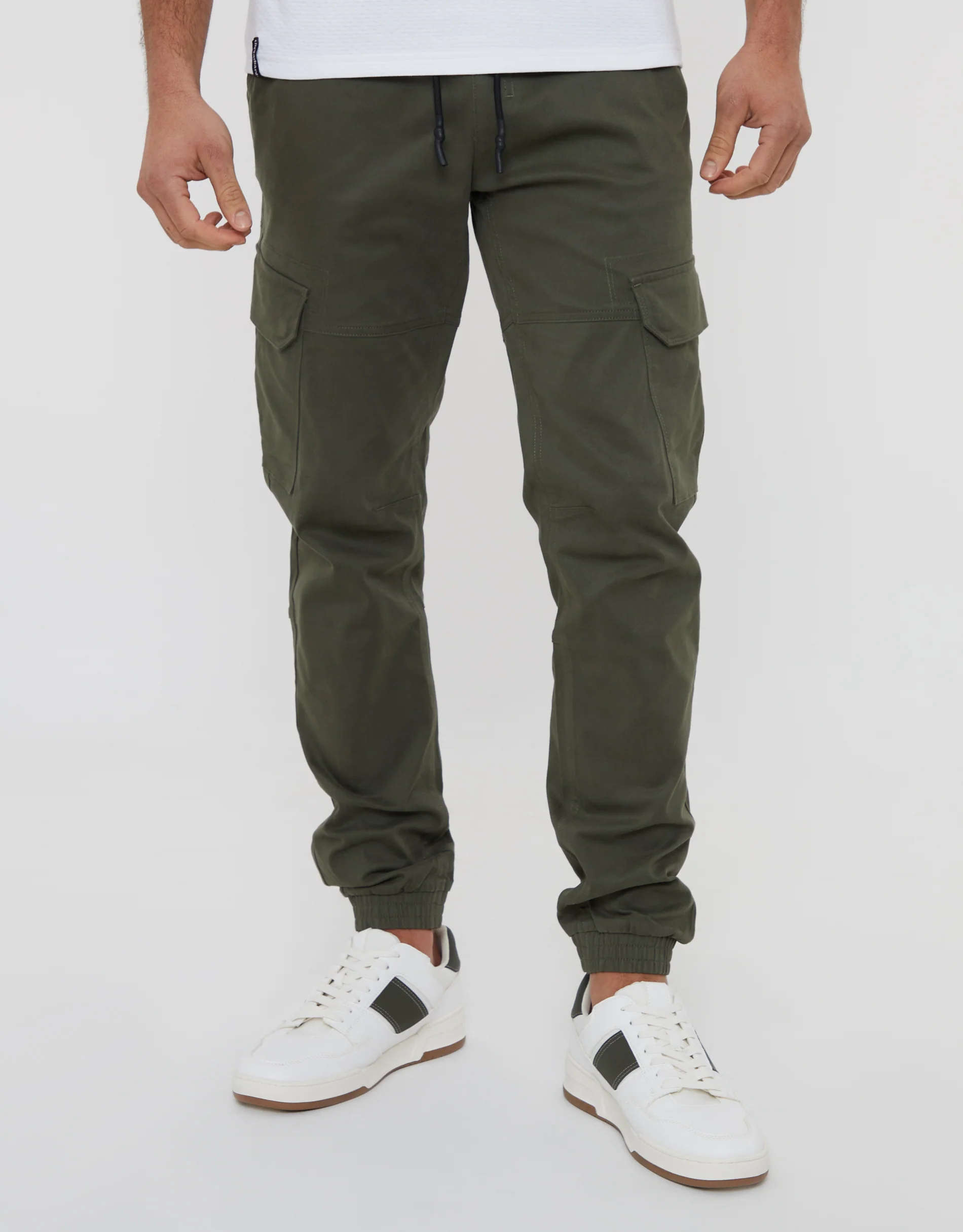 Jogger Style Cargo Trousers in Khaki Green - Image 2