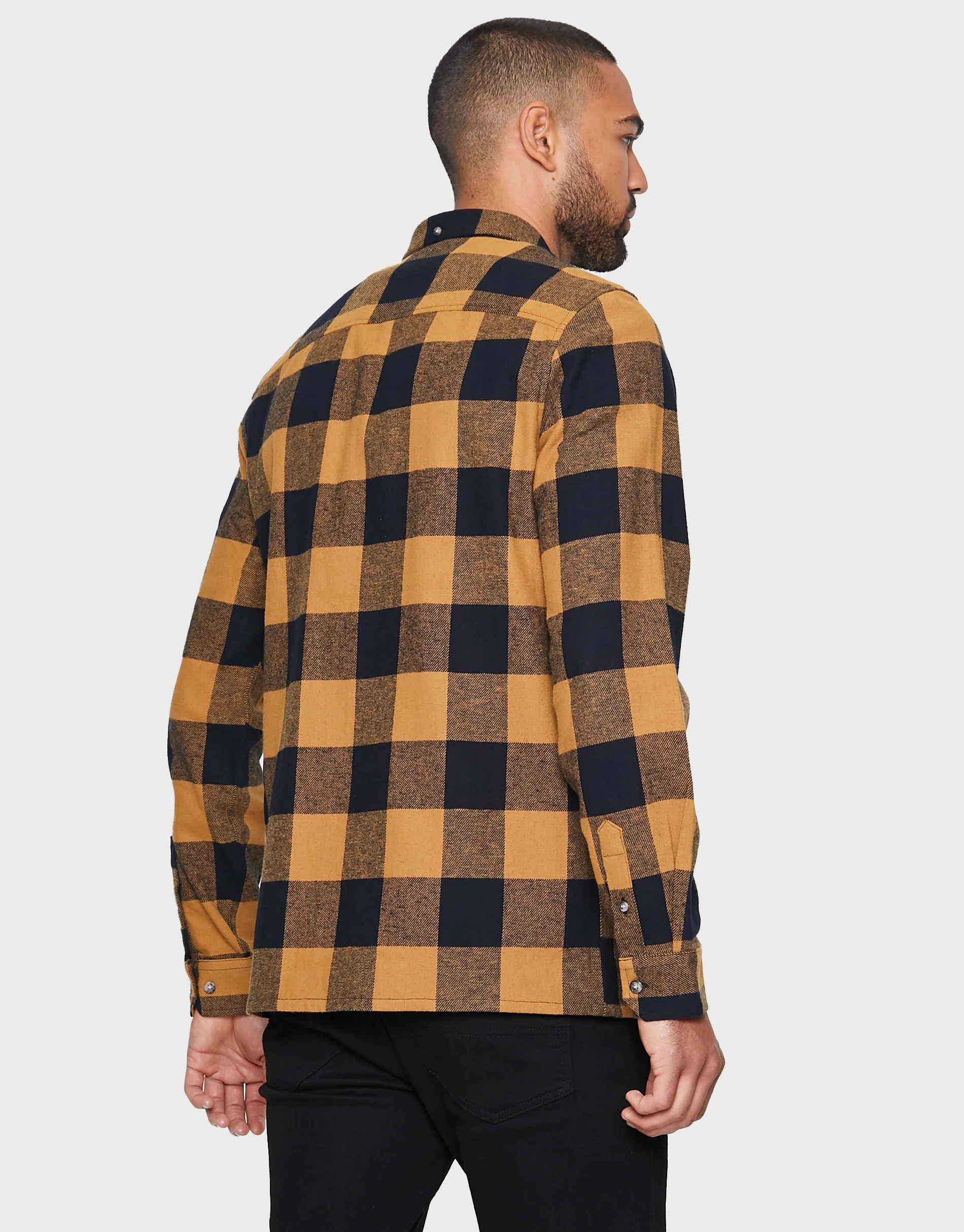 Long Sleeve Shirt in Camel Brown Check - Image 2