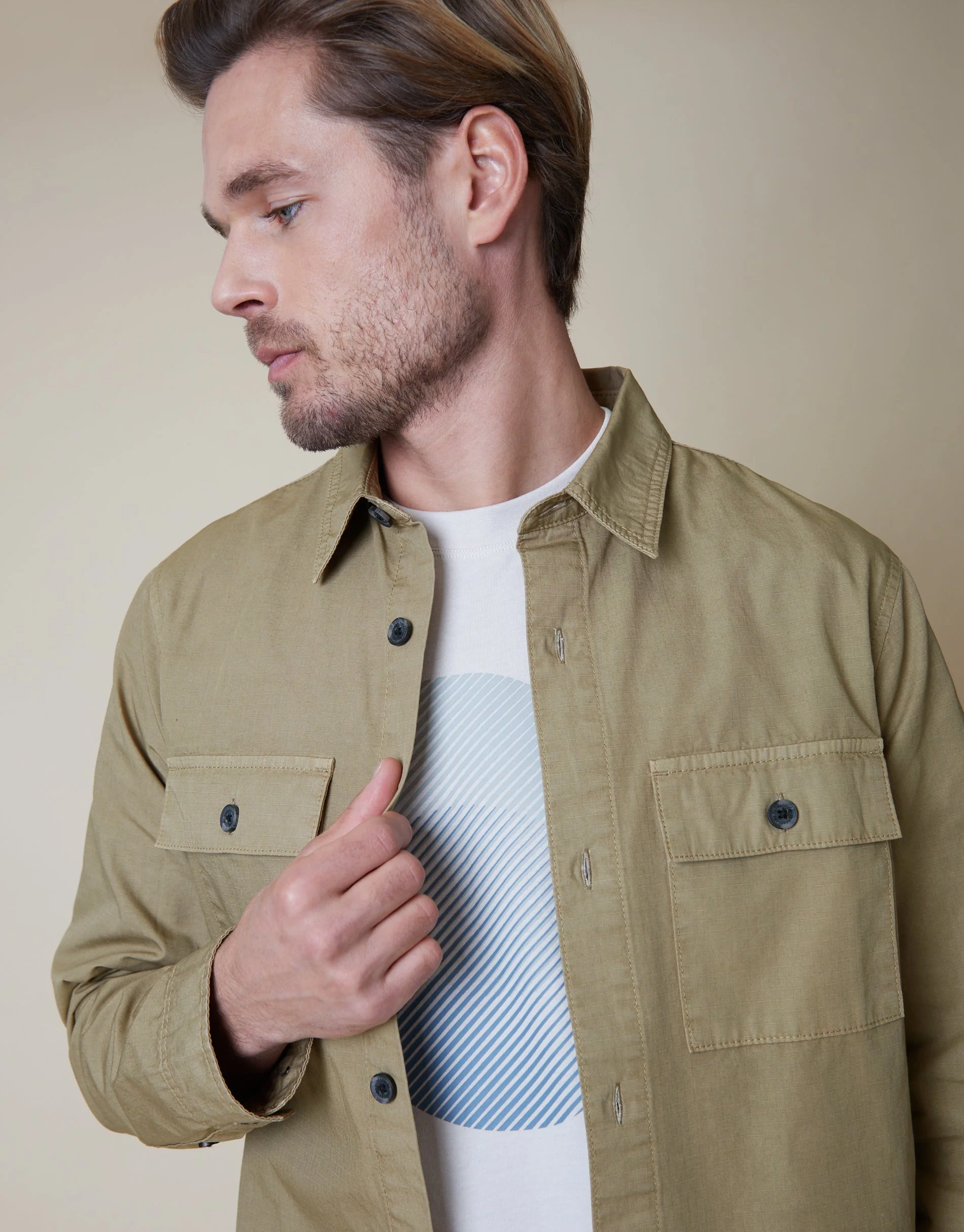 Lightweight Shacket in Stone - Image 4