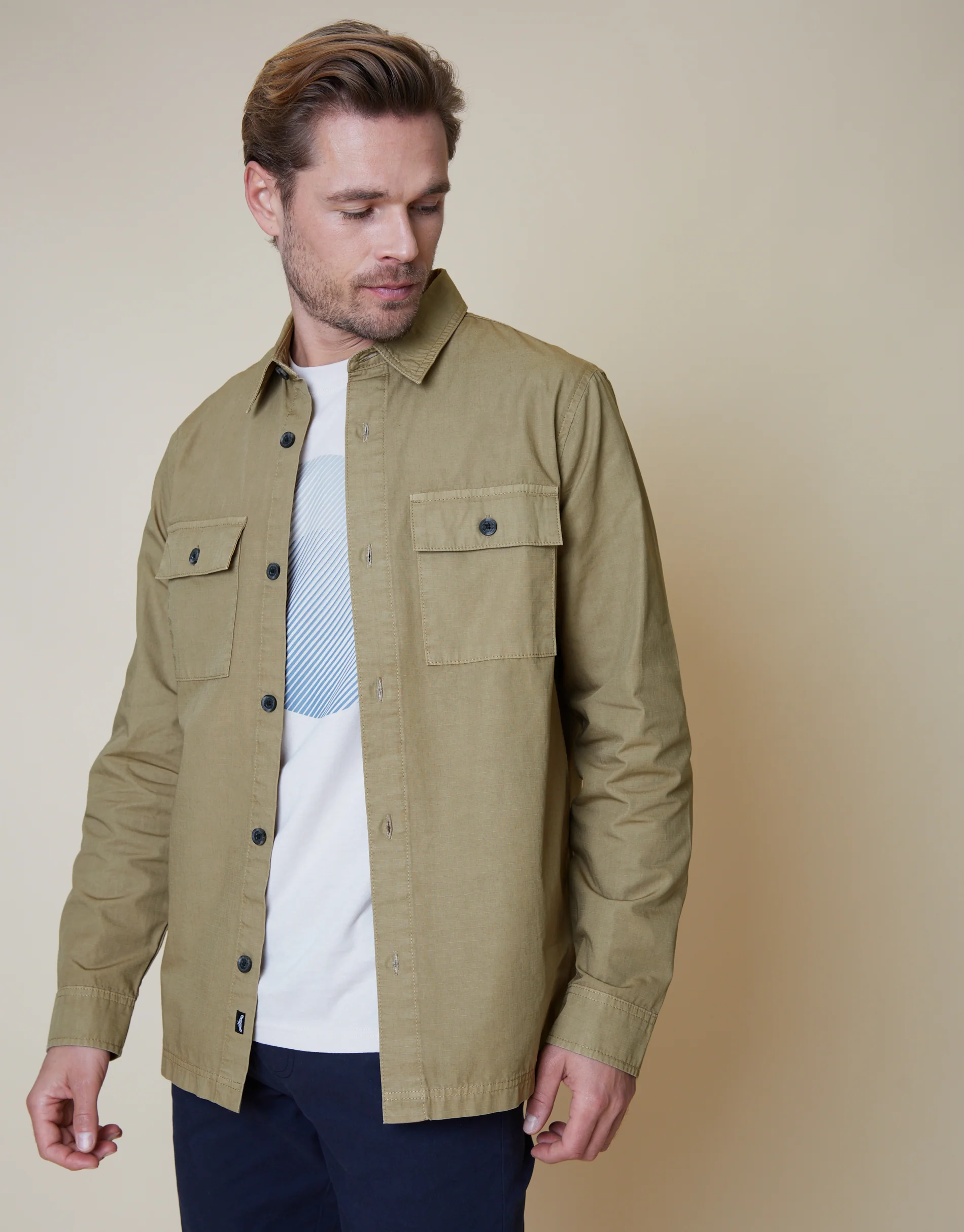 Lightweight Shacket in Stone - Image 5
