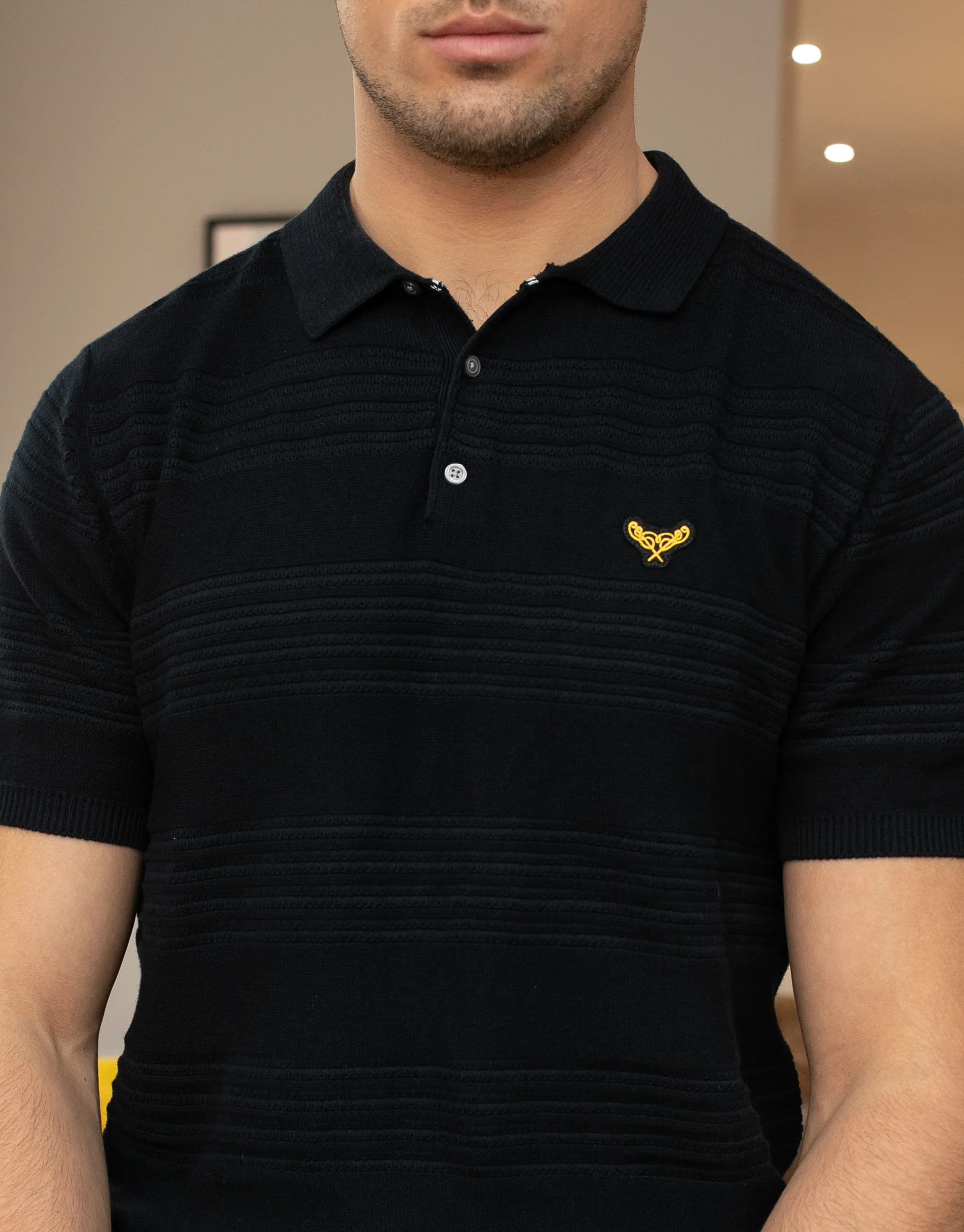 Short Sleeve Polo Jumper in Navy - Image 4
